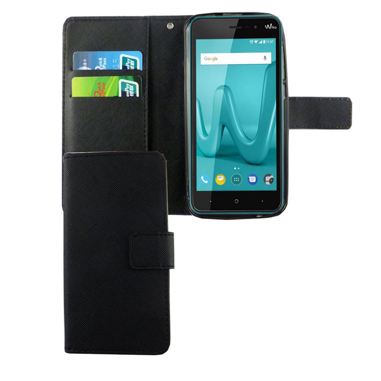 Wiko Lenny 4 Handyhülle Bookcover Schwarz