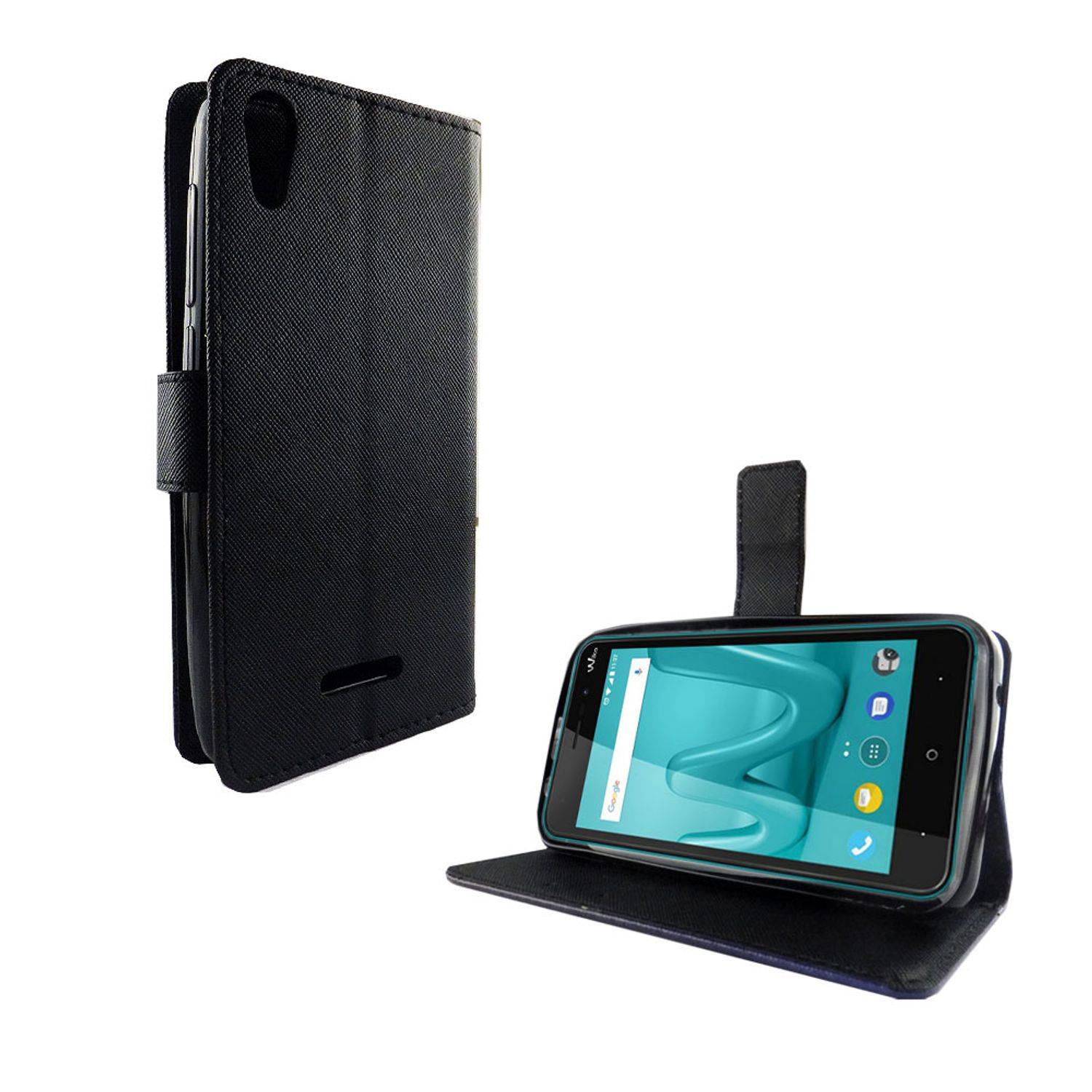 Wiko Lenny 4 Handyhülle Bookcover Schwarz
