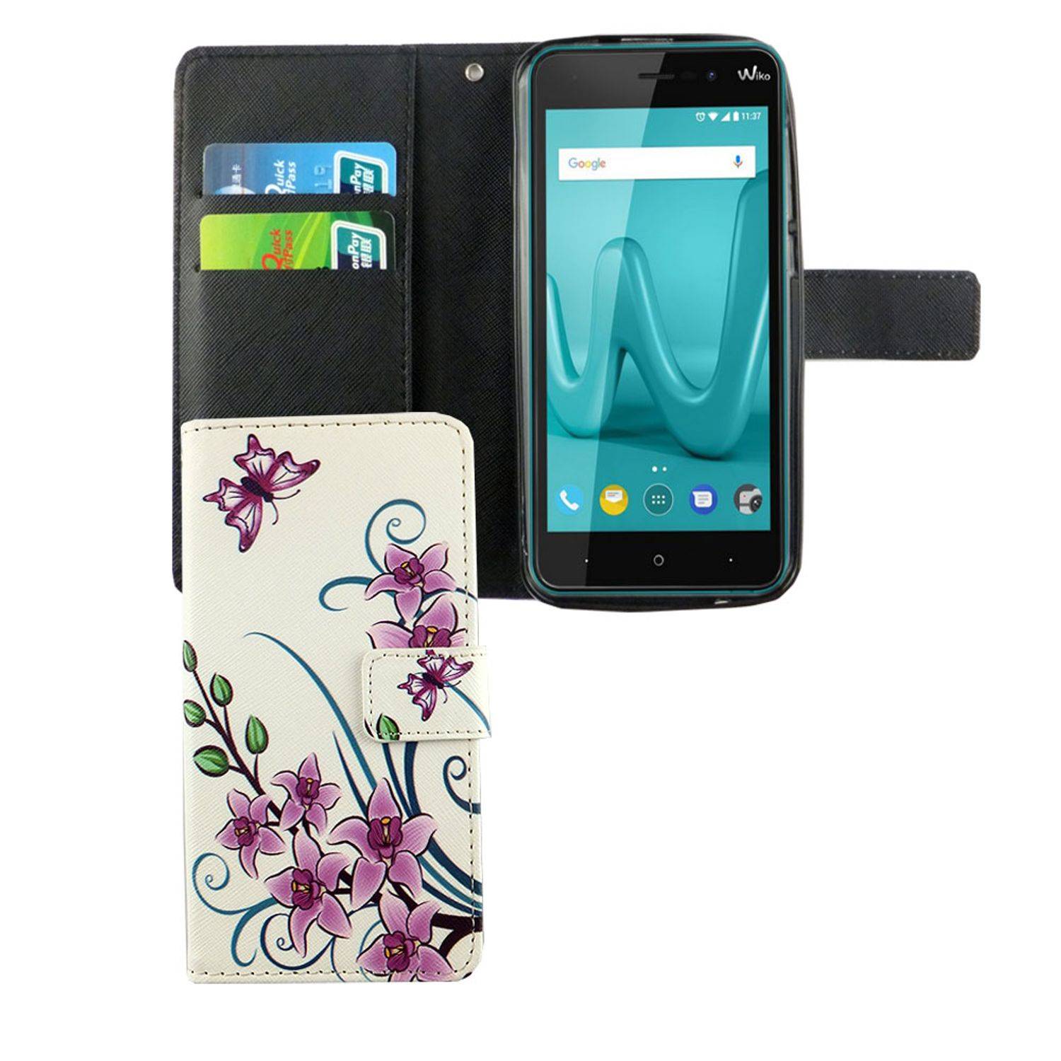 Wiko Lenny 4 Handyhülle Bookcover Weiß