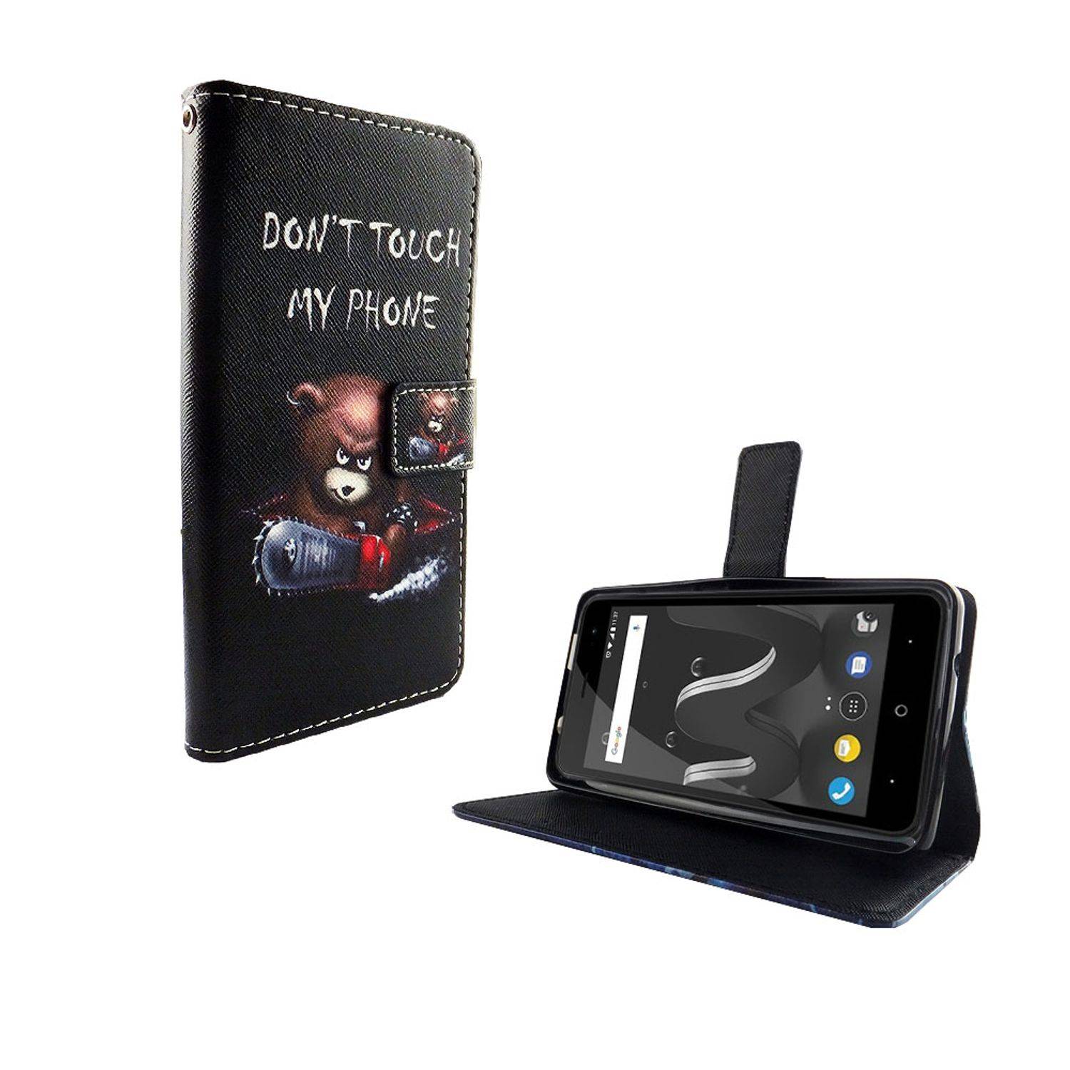 Wiko Jerry 2 Handyhülle Bookcover Schwarz