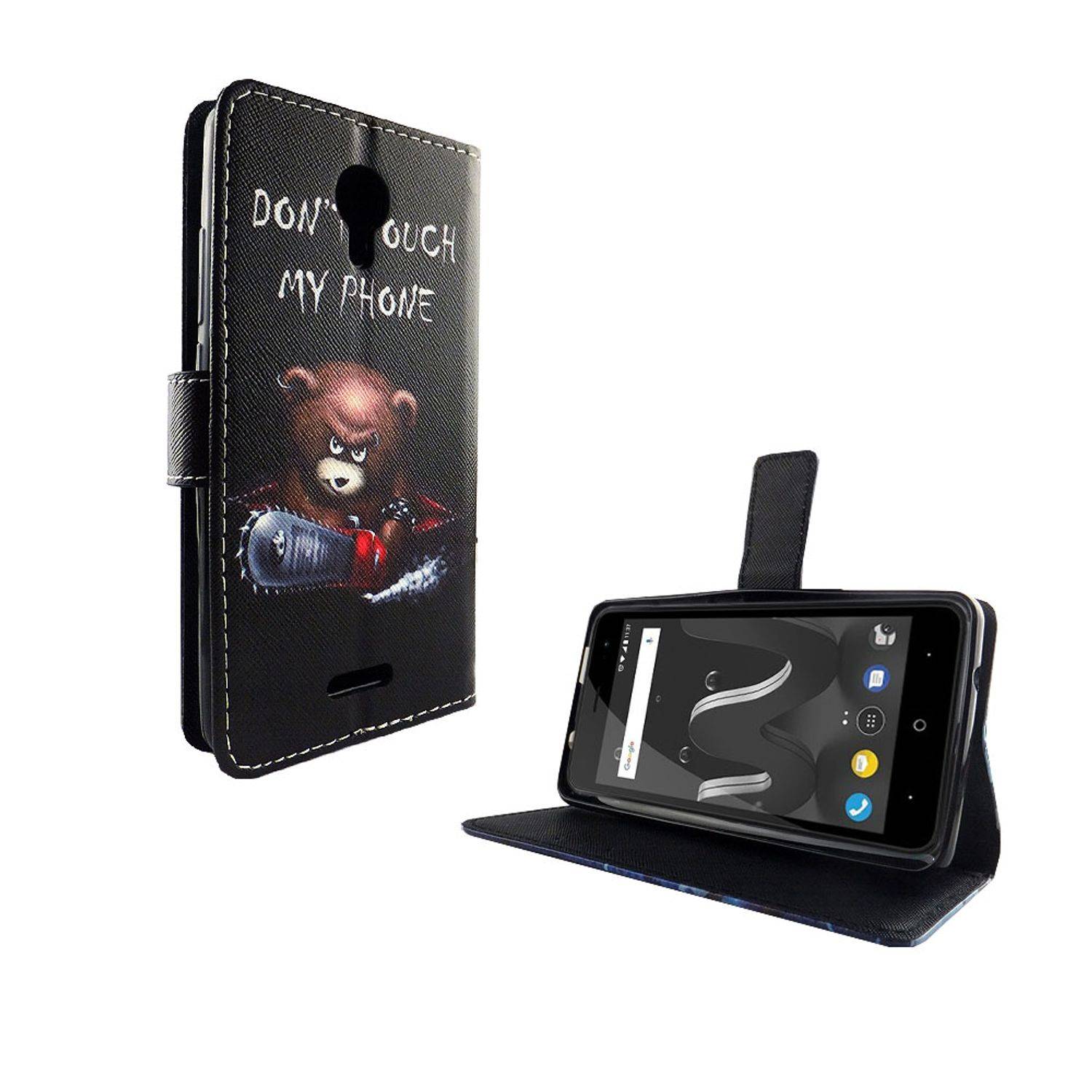 Wiko Jerry 2 Handyhülle Bookcover Schwarz