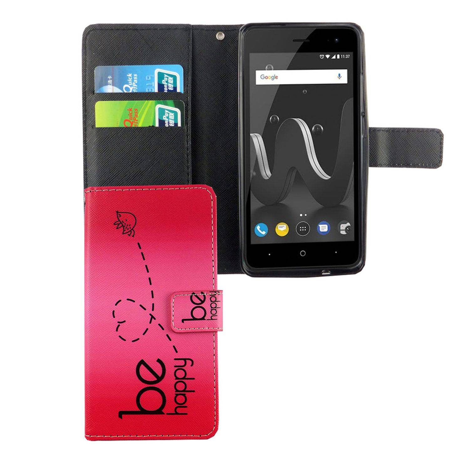 Wiko Jerry 2 Handyhülle Bookcover Rosa