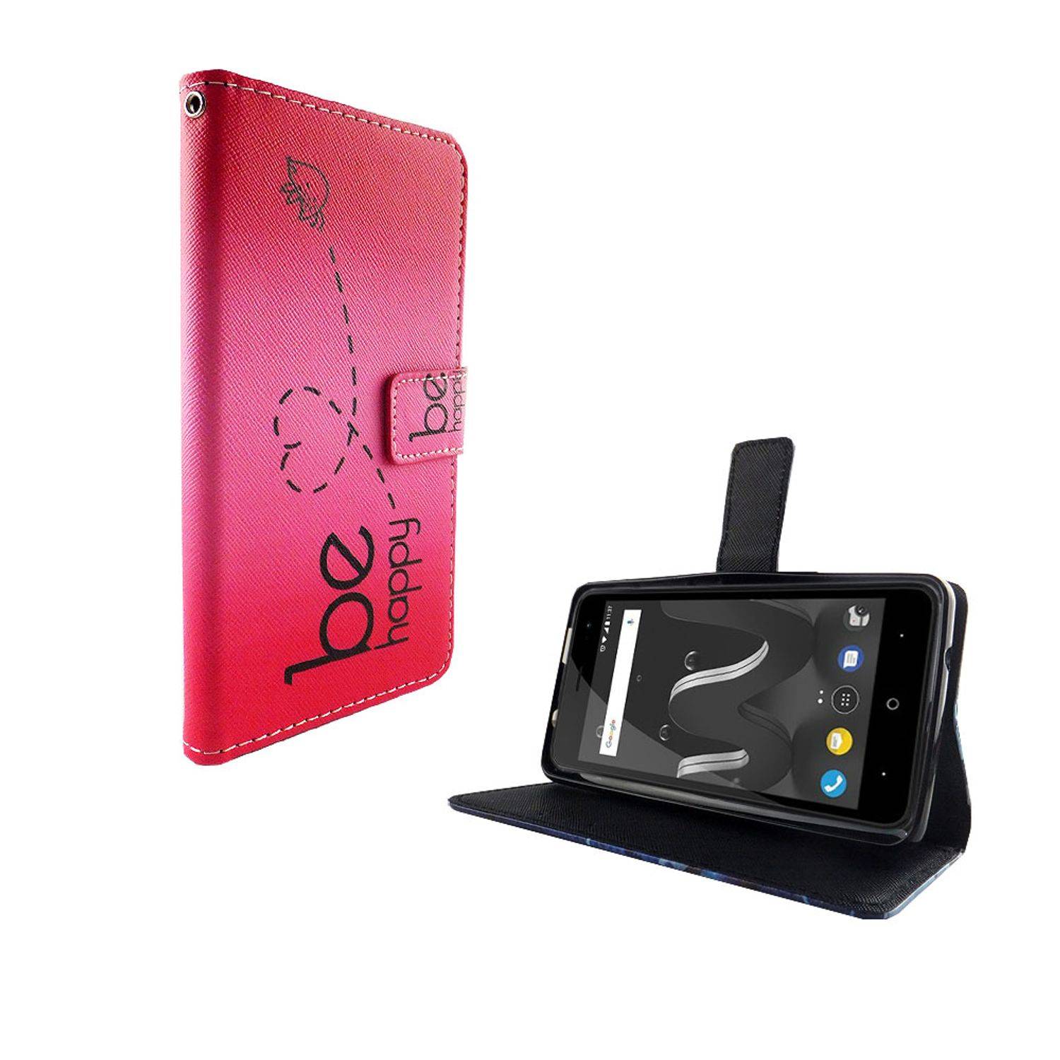 Wiko Jerry 2 Handyhülle Bookcover Rosa