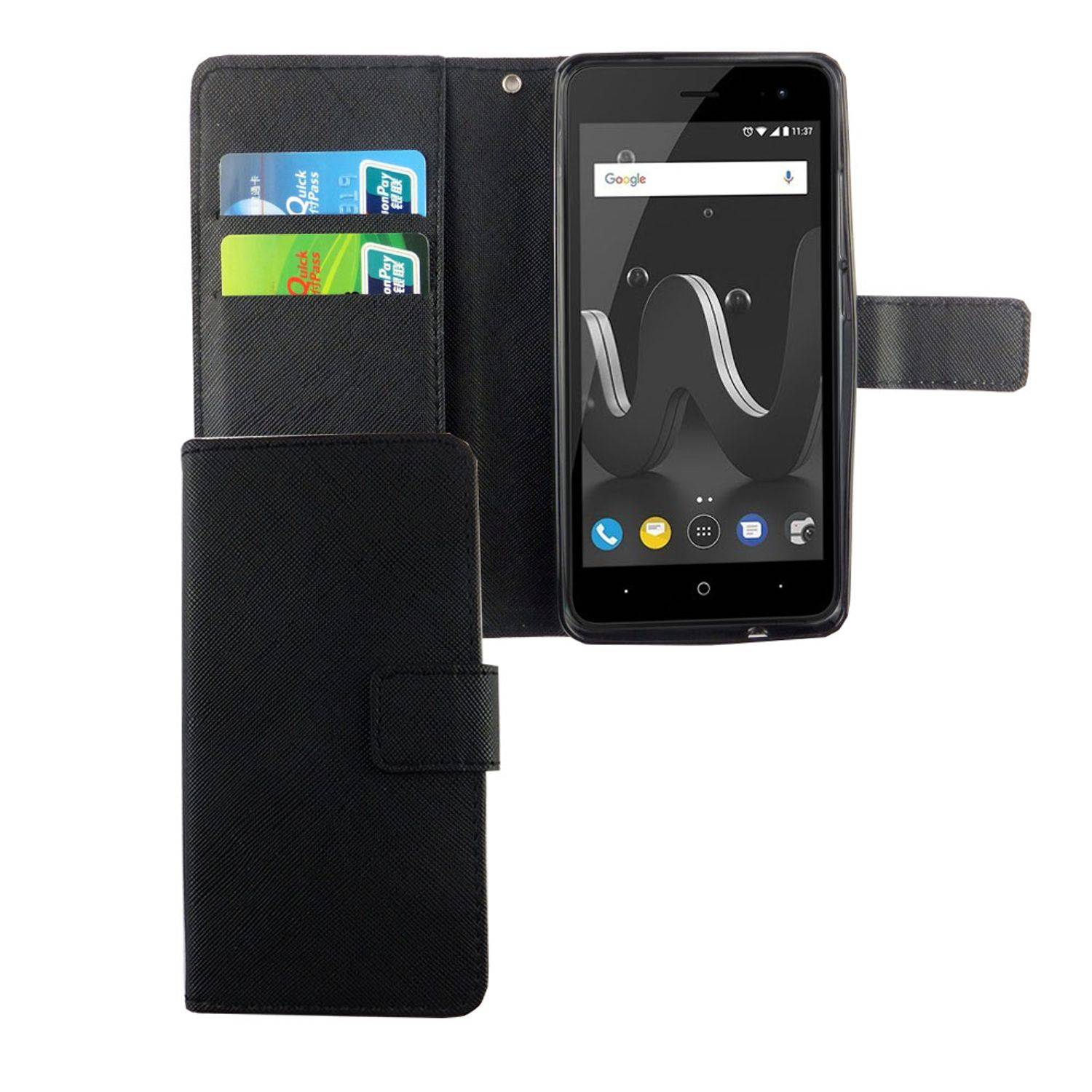 Wiko Jerry 2 Handyhülle Bookcover Schwarz