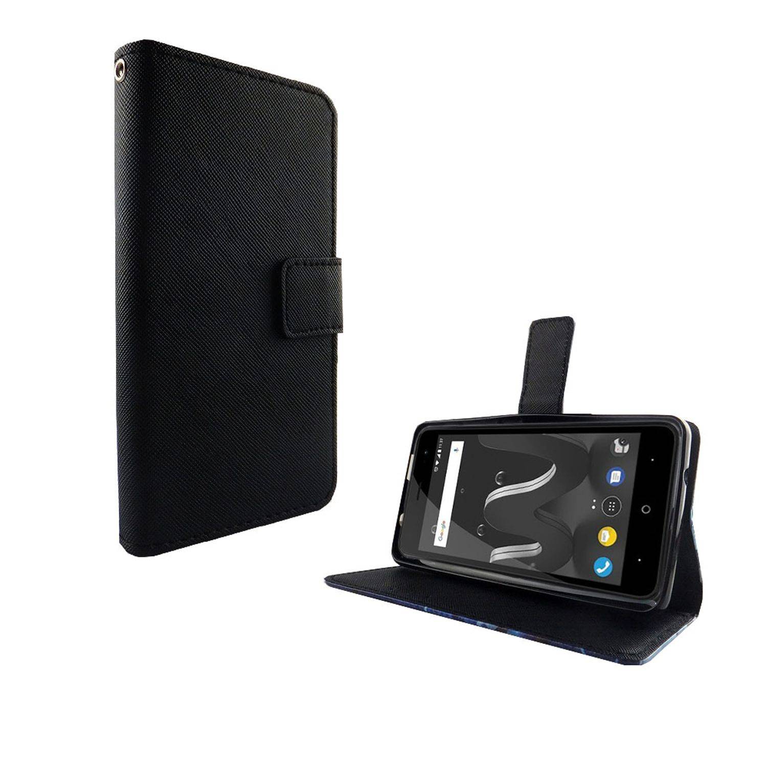 Wiko Jerry 2 Handyhülle Bookcover Schwarz
