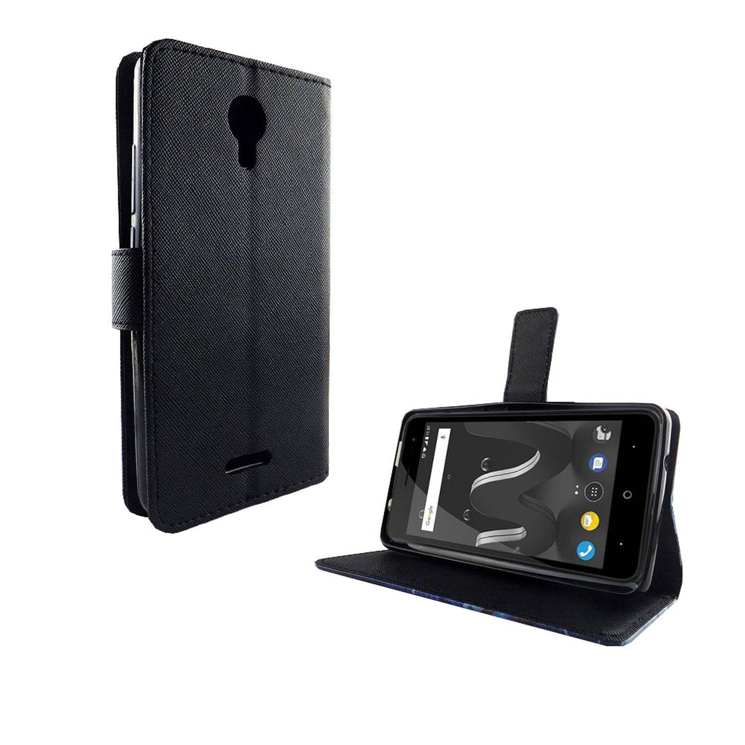Wiko Jerry 2 Handyhülle Bookcover Schwarz