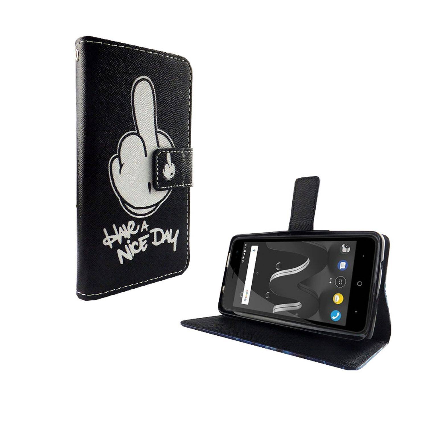 Wiko Jerry 2 Handyhülle Bookcover Schwarz