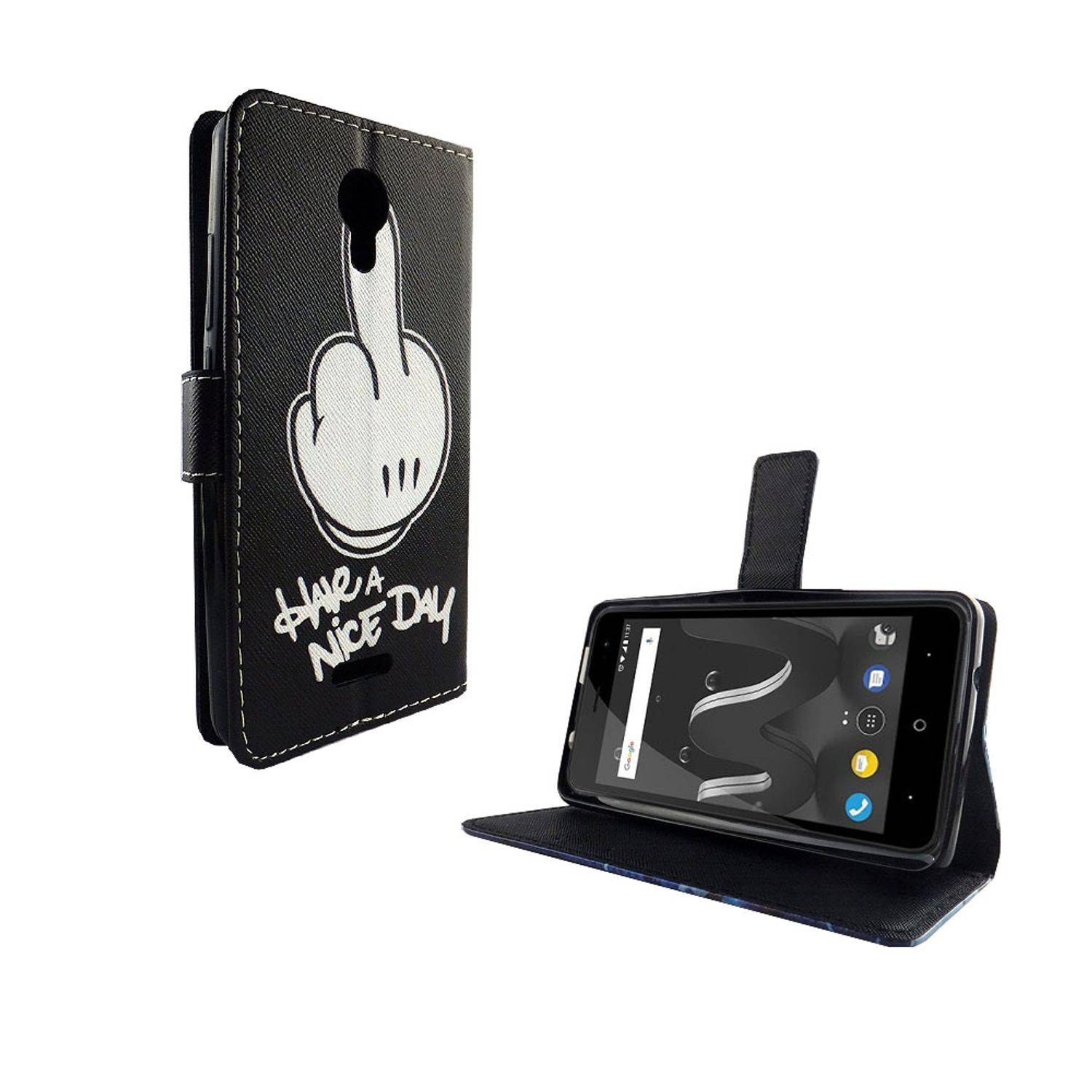 Wiko Jerry 2 Handyhülle Bookcover Schwarz