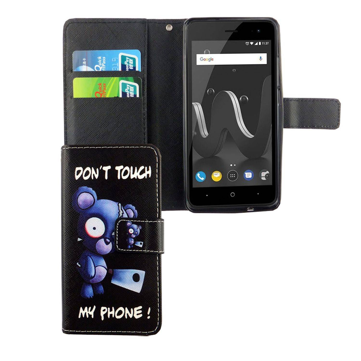 Wiko Jerry 2 Handyhülle Bookcover Schwarz