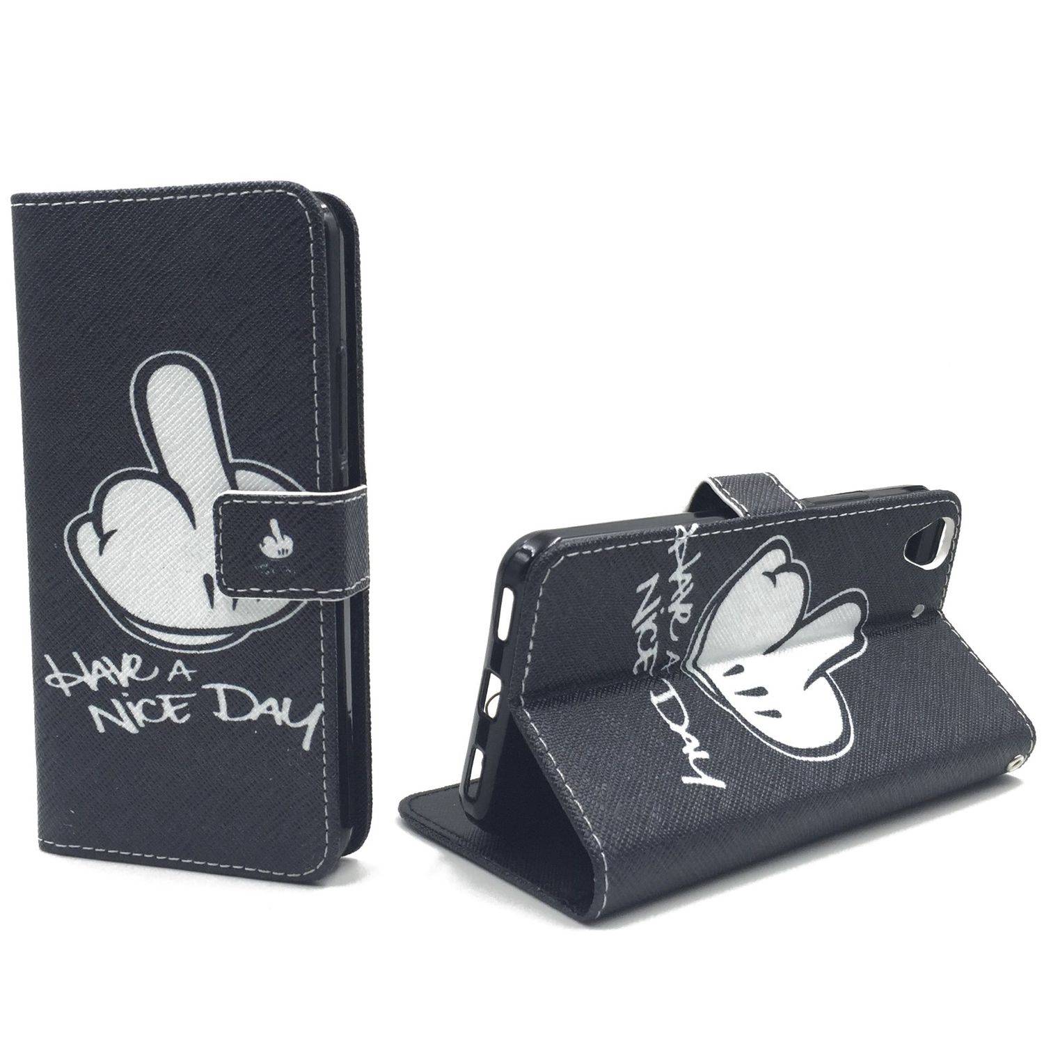 Huawei Y6 Handyhülle Bookcover Schwarz