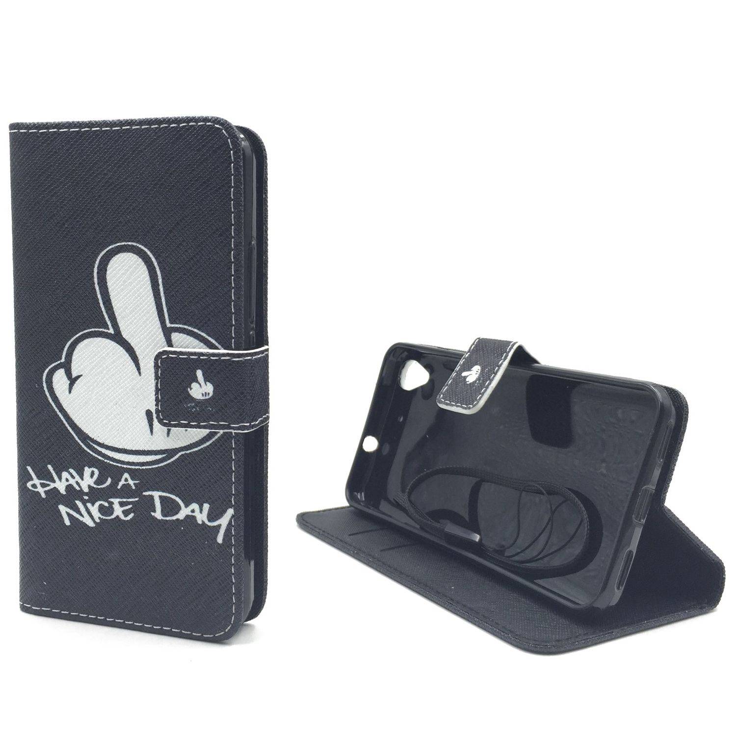 Huawei Y6 Handyhülle Bookcover Schwarz