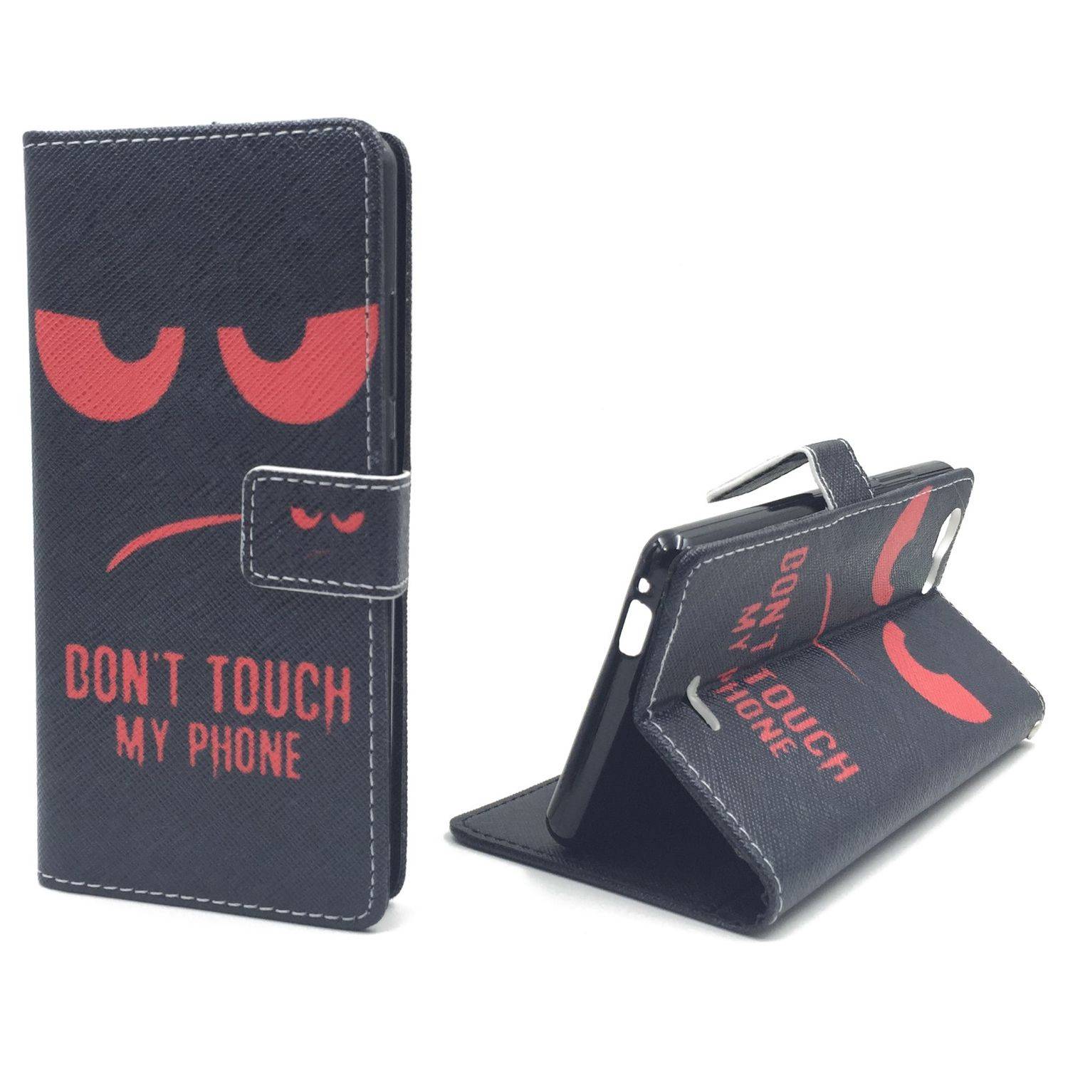 Wiko Pulp Handyhülle Bookcover Schwarz