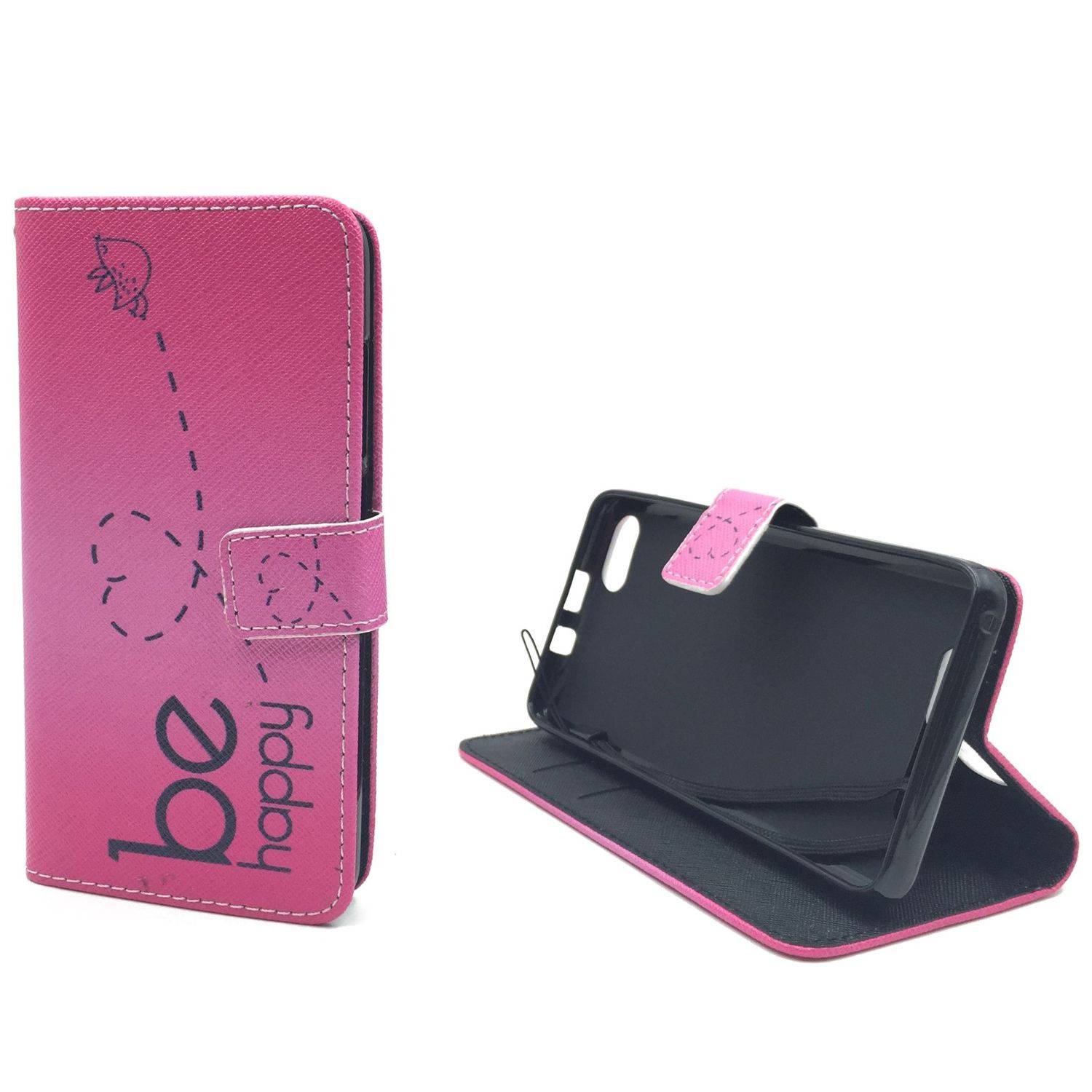 Wiko Jerry Handyhülle Bookcover Rosa