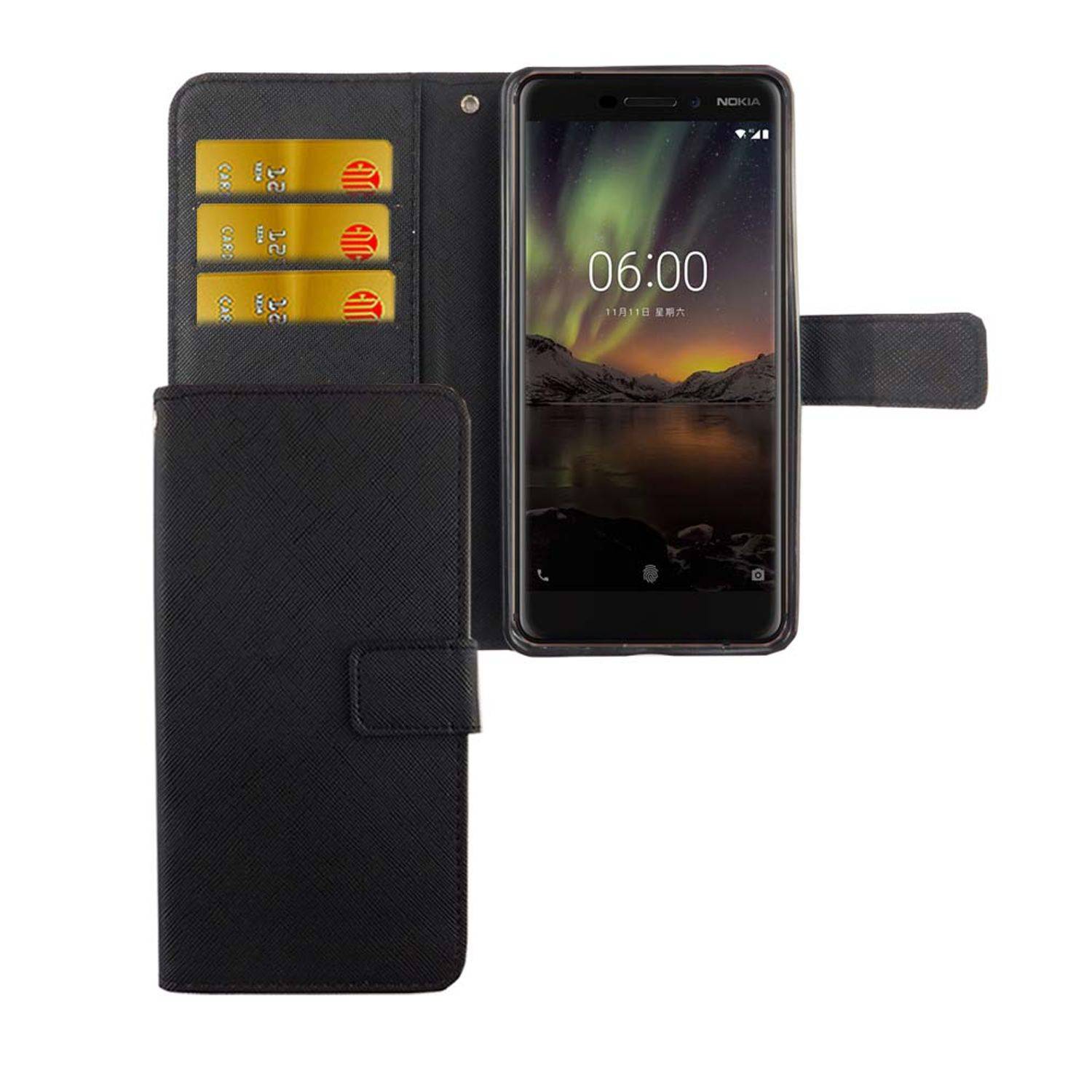 Nokia 6 (2018) Handyhülle Bookcover Schwarz