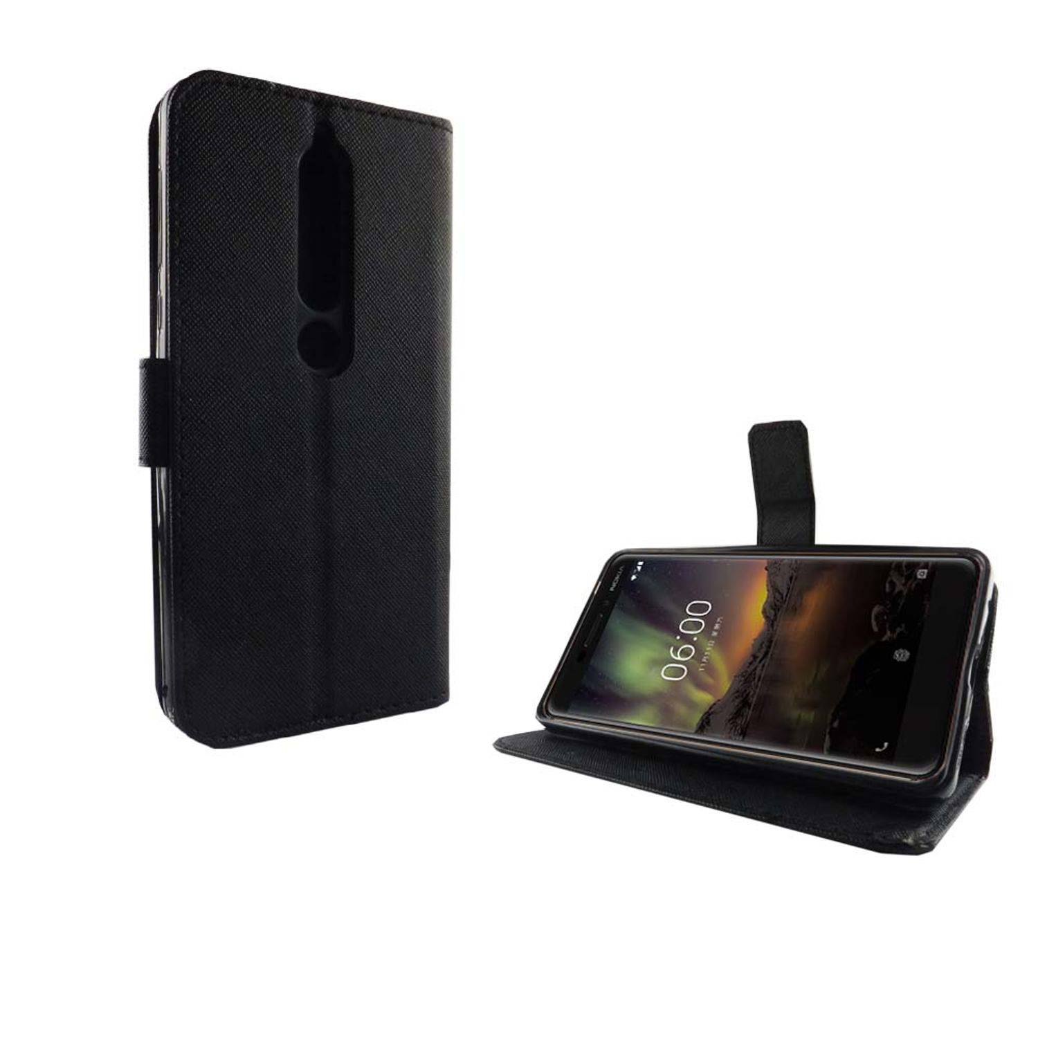 Nokia 6 (2018) Handyhülle Bookcover Schwarz