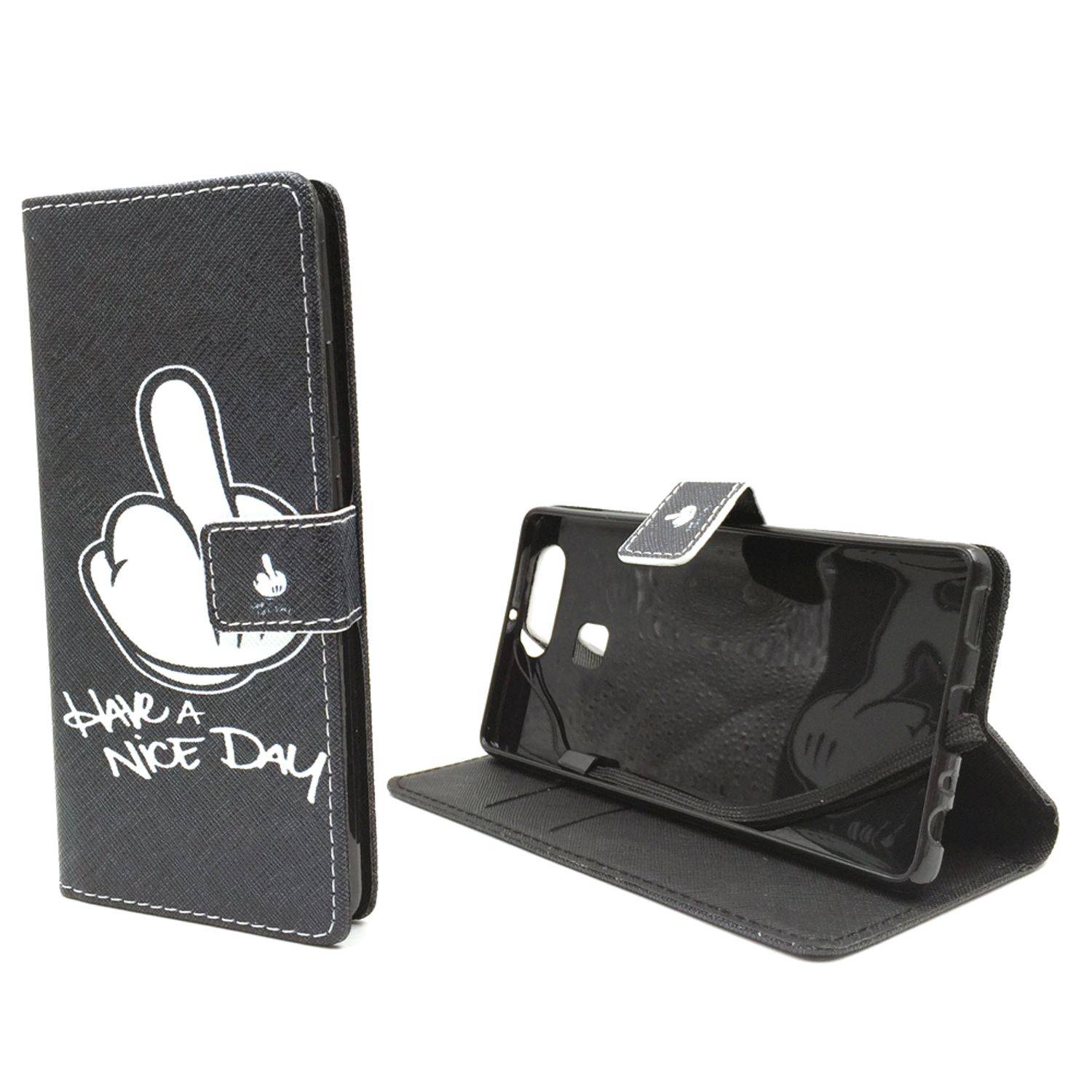 Huawei P9 Handyhülle Bookcover Schwarz