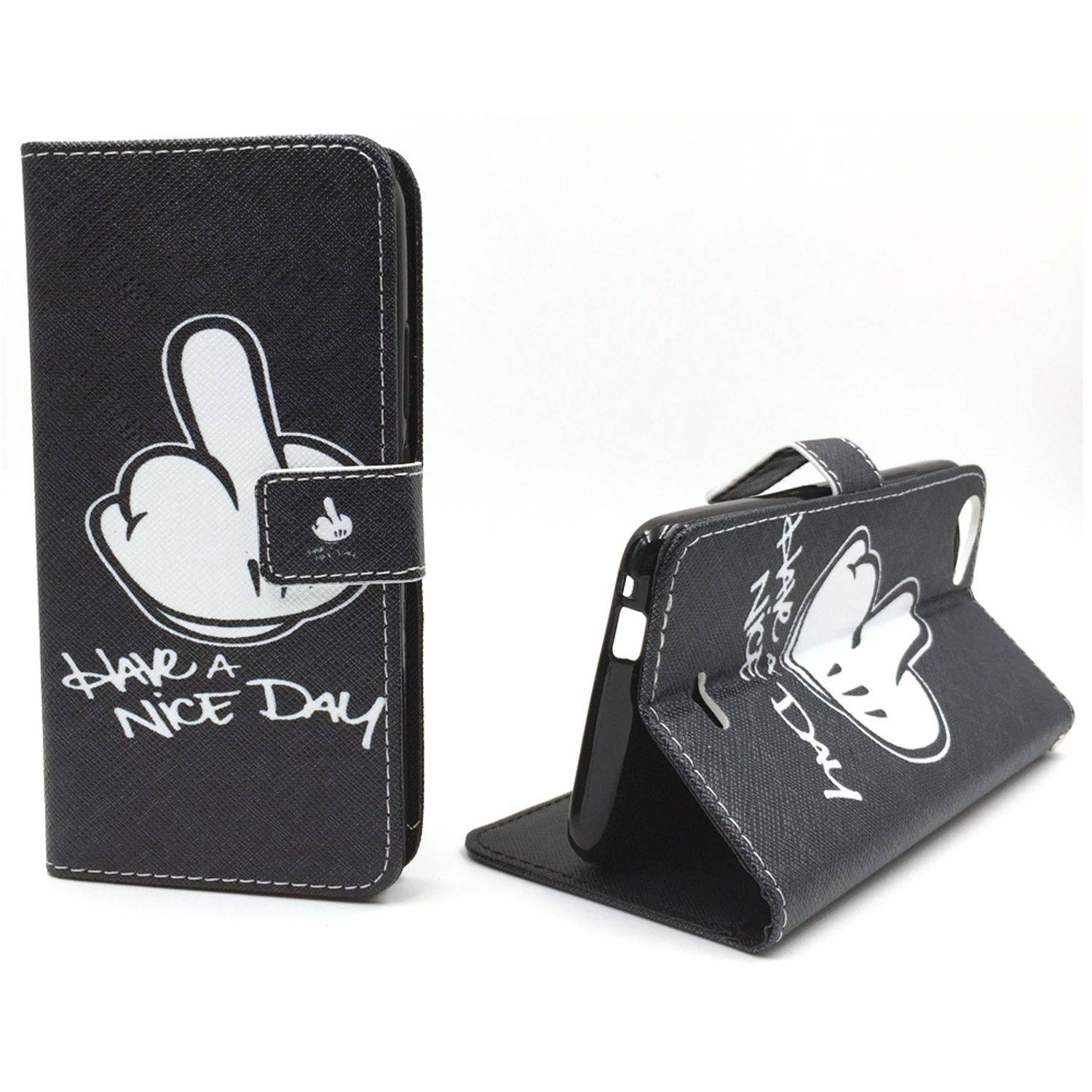 Wiko Rainbow Jam Handyhülle Bookcover Schwarz