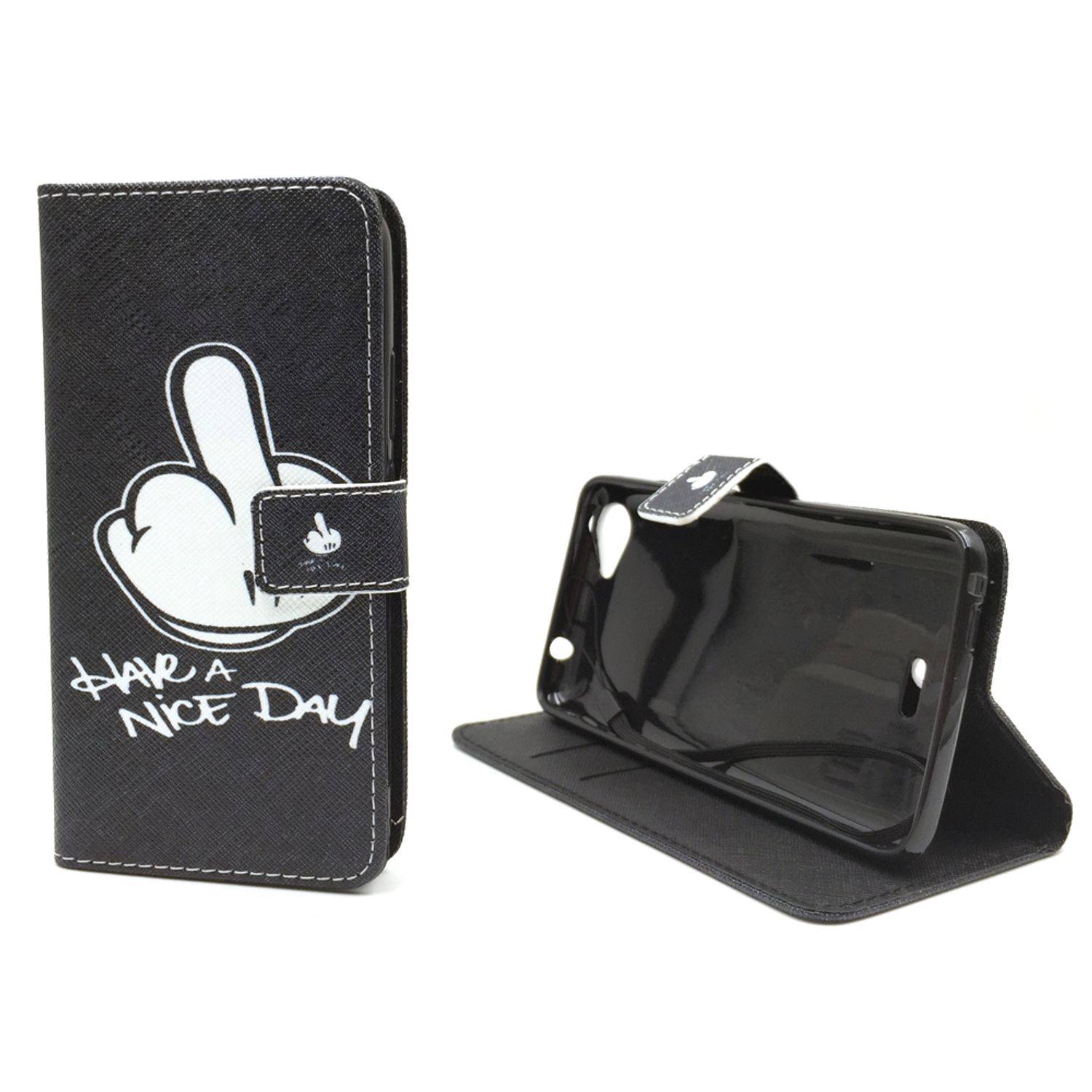 Wiko Rainbow Jam Handyhülle Bookcover Schwarz