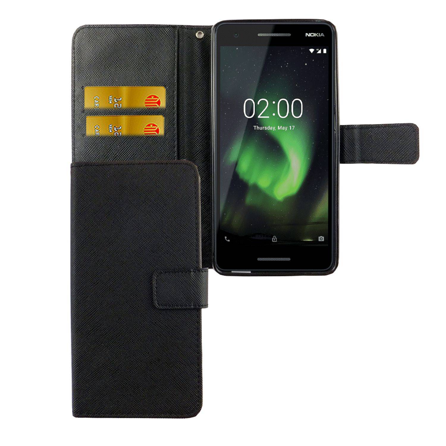 Nokia 2.1 Handyhülle Bookcover Schwarz