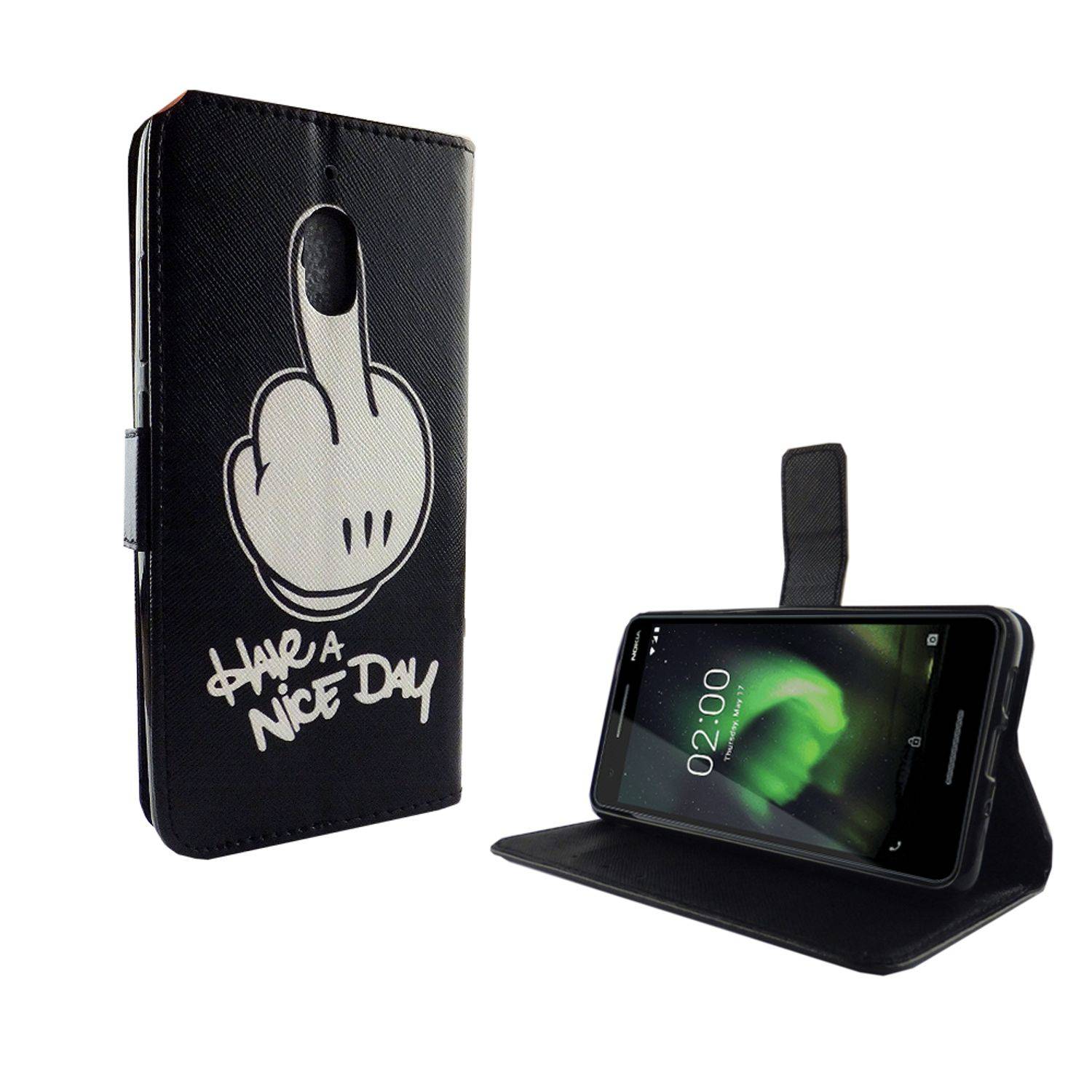 Nokia 2.1 Handyhülle Bookcover Schwarz