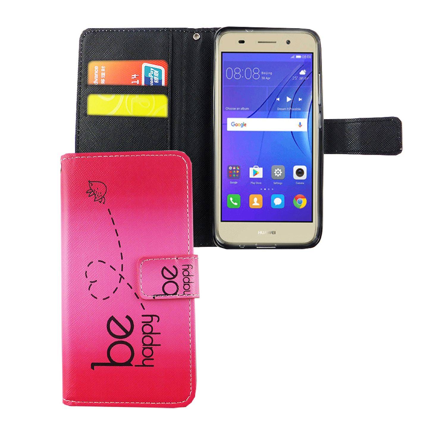 Huawei Y3 (2017) Handyhülle Bookcover Rosa