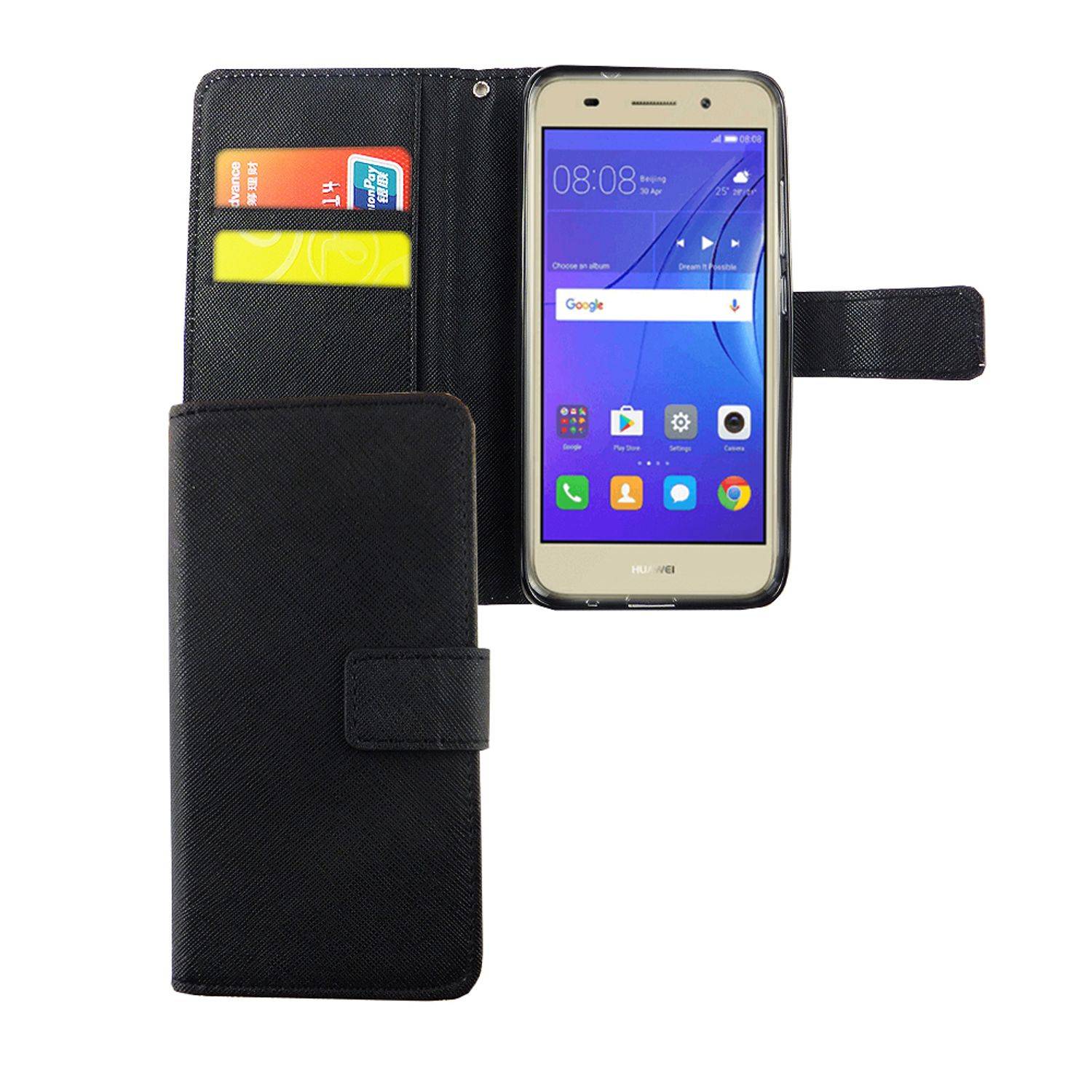 Huawei Y3 (2017) Handyhülle Bookcover Schwarz