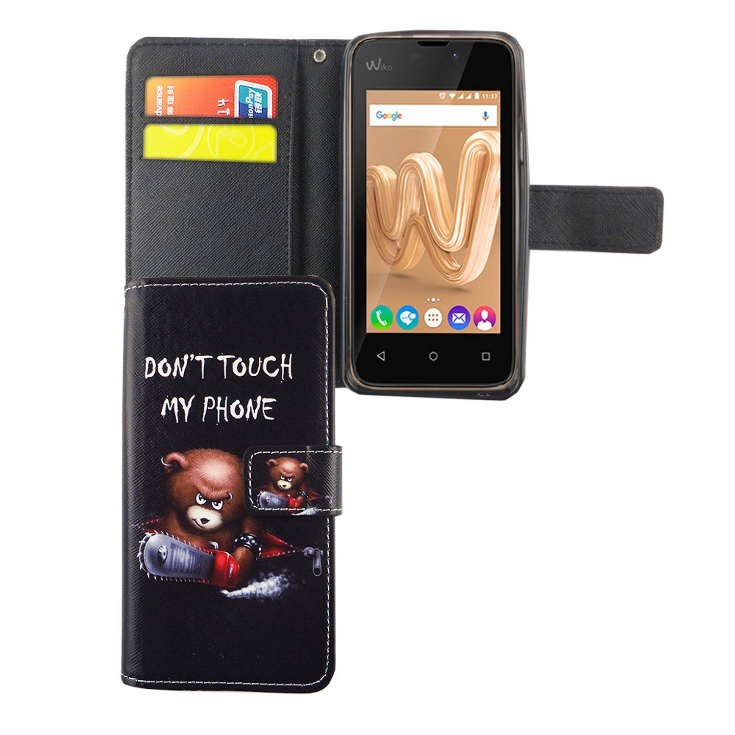 Wiko Sunny Max Handyhülle Bookcover Schwarz