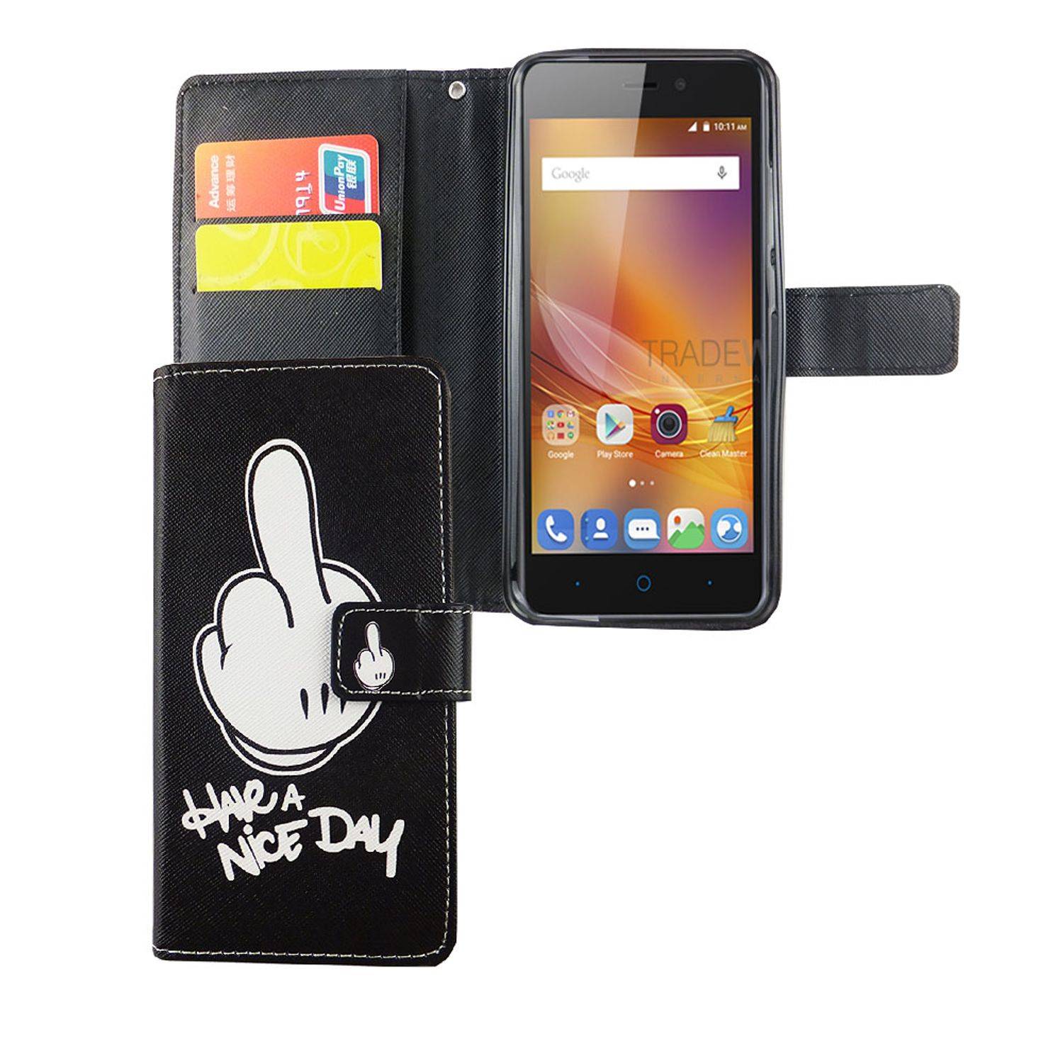 ZTE Blade A452 Handyhülle Bookcover Schwarz