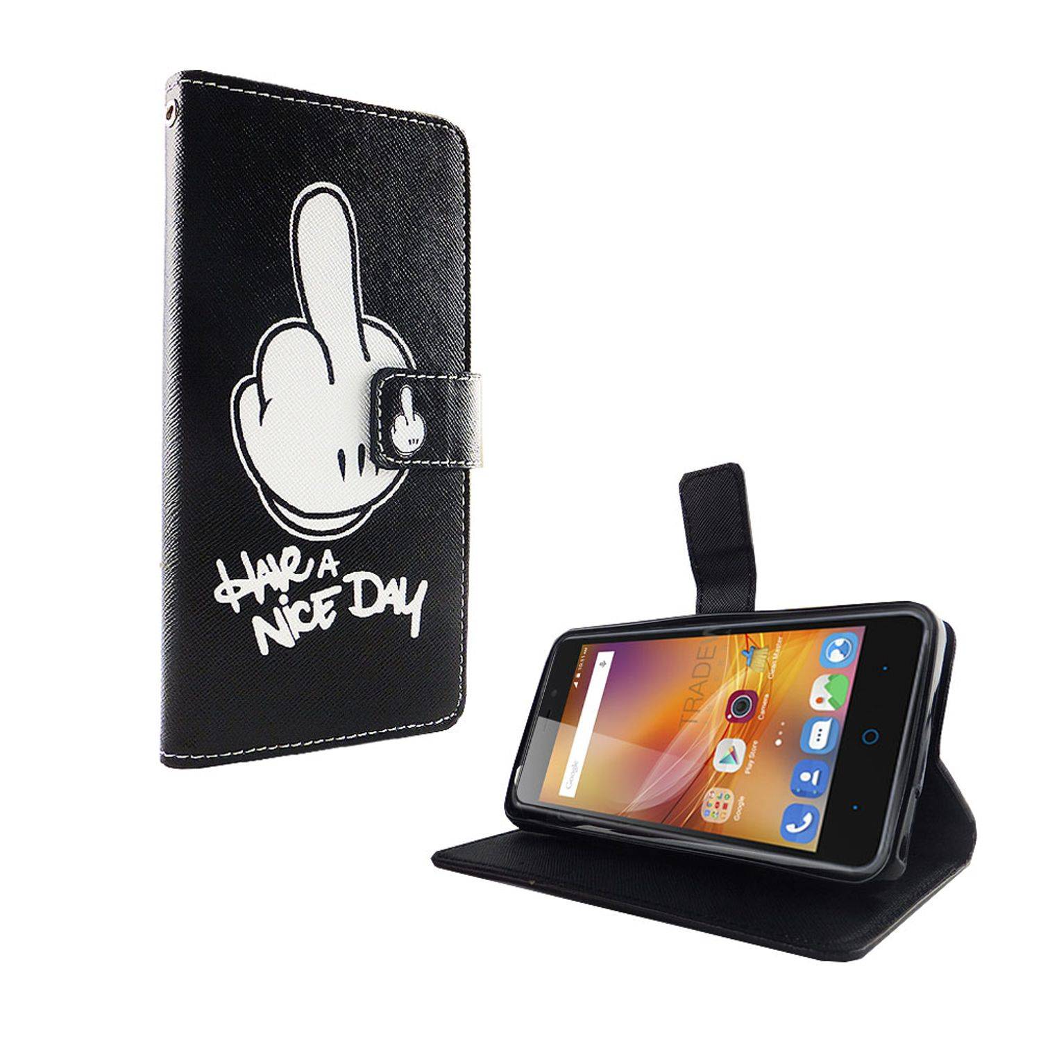 ZTE Blade A452 Handyhülle Bookcover Schwarz