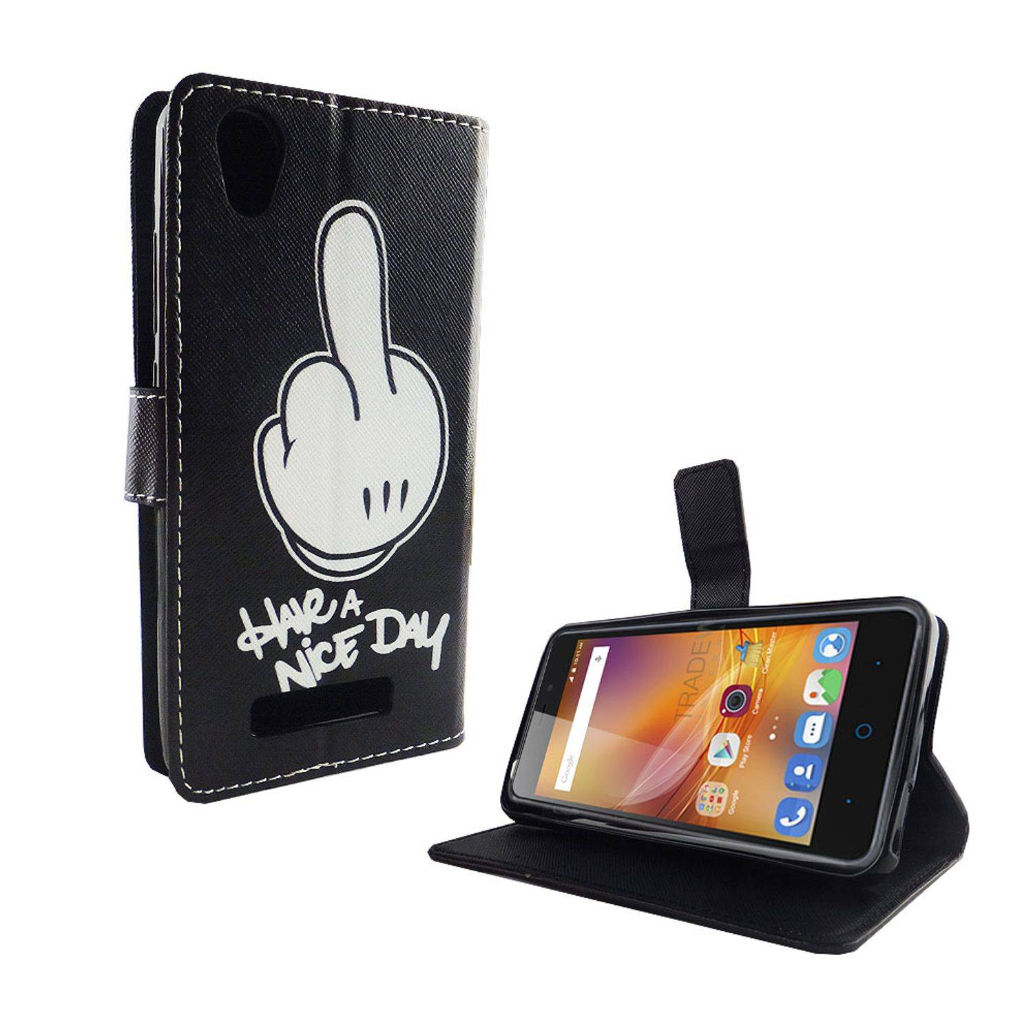 ZTE Blade A452 Handyhülle Bookcover Schwarz