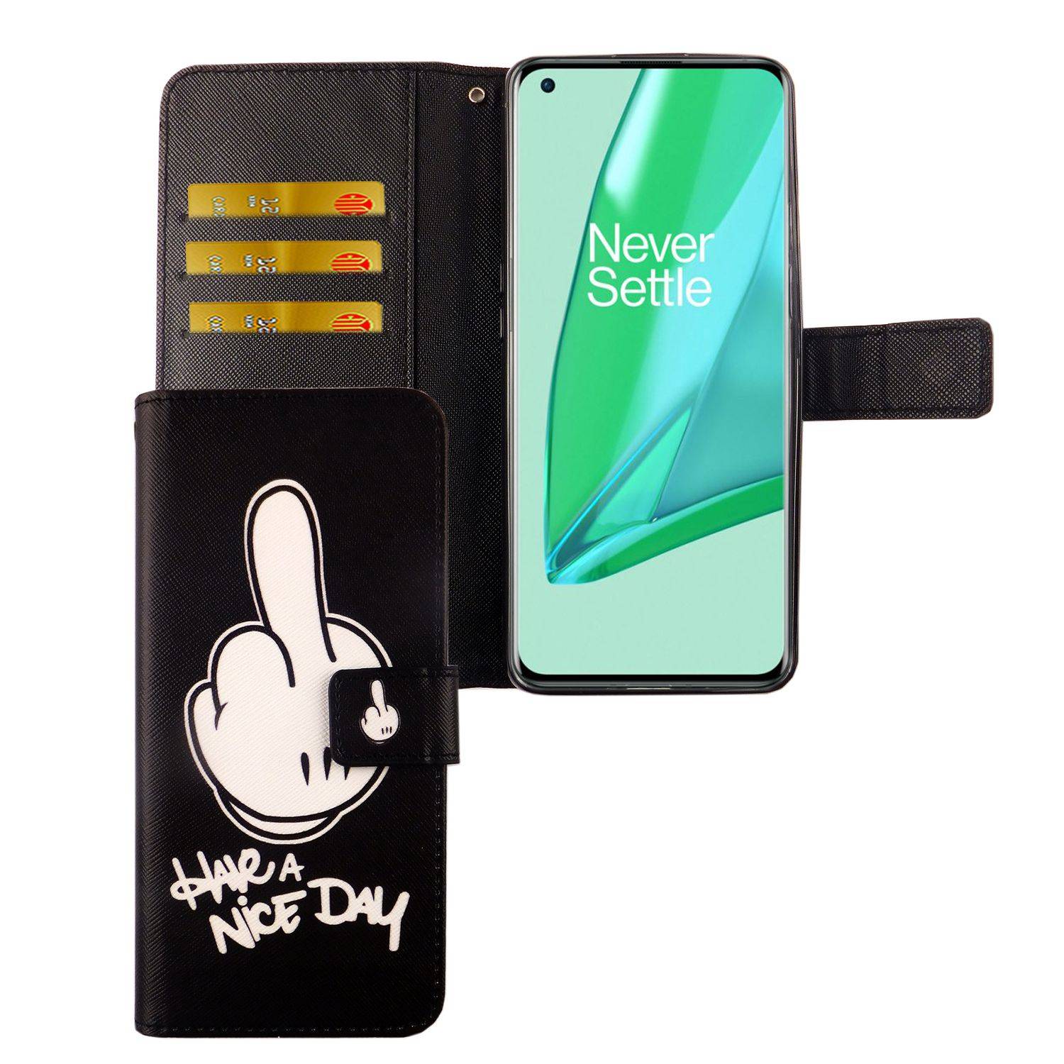 OnePlus 9 Handyhülle Bookcover Schwarz