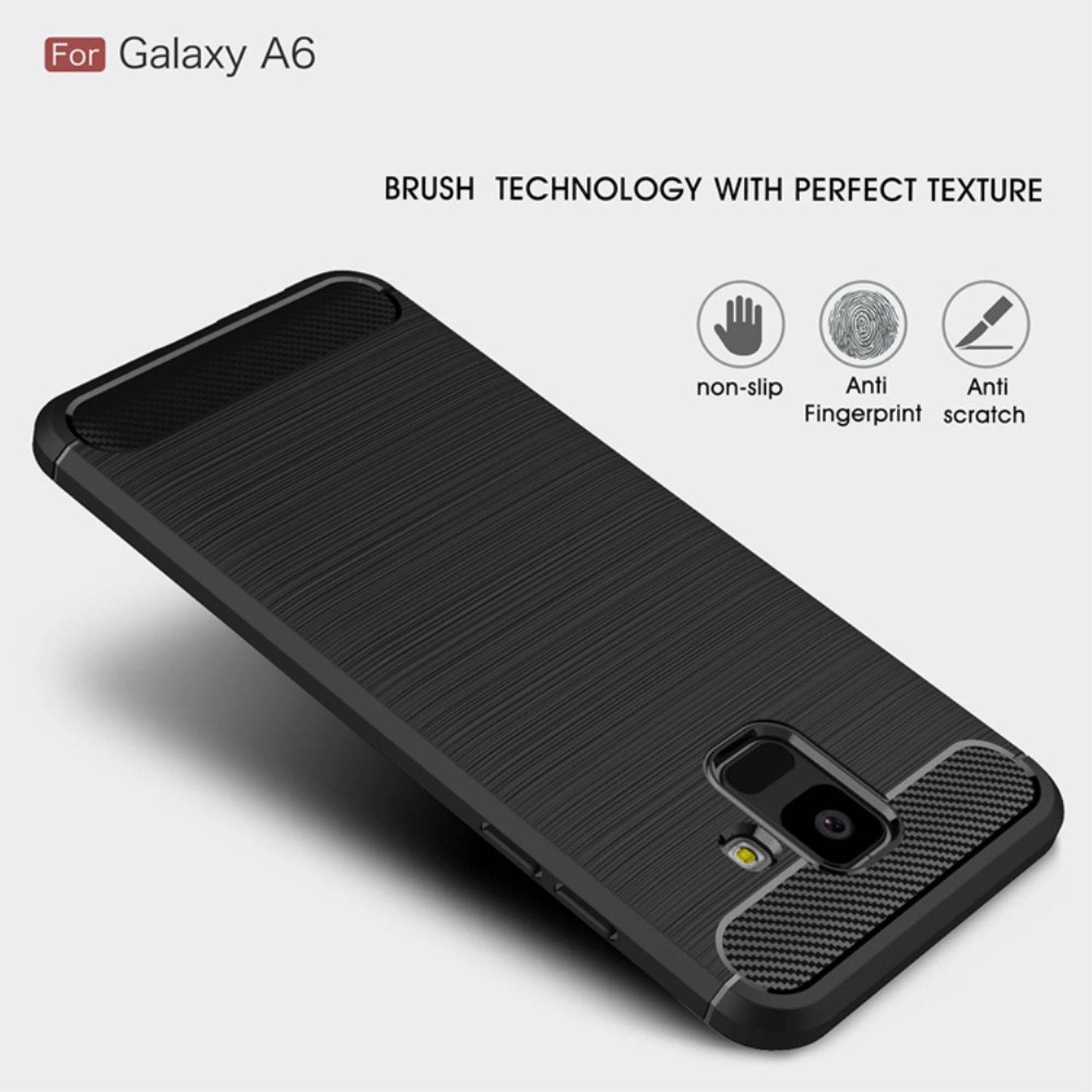 Samsung Galaxy A6 (2018) Handyhülle Carbon Optik Backcover Grau