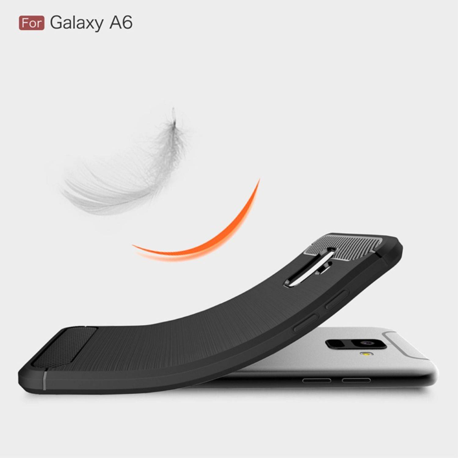Samsung Galaxy A6 (2018) Handyhülle Carbon Optik Backcover Grau