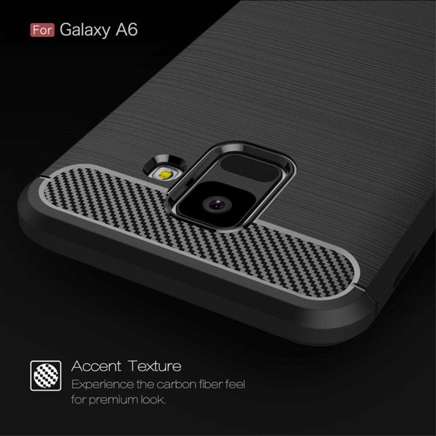 Samsung Galaxy A6 (2018) Handyhülle Carbon Optik Backcover Grau
