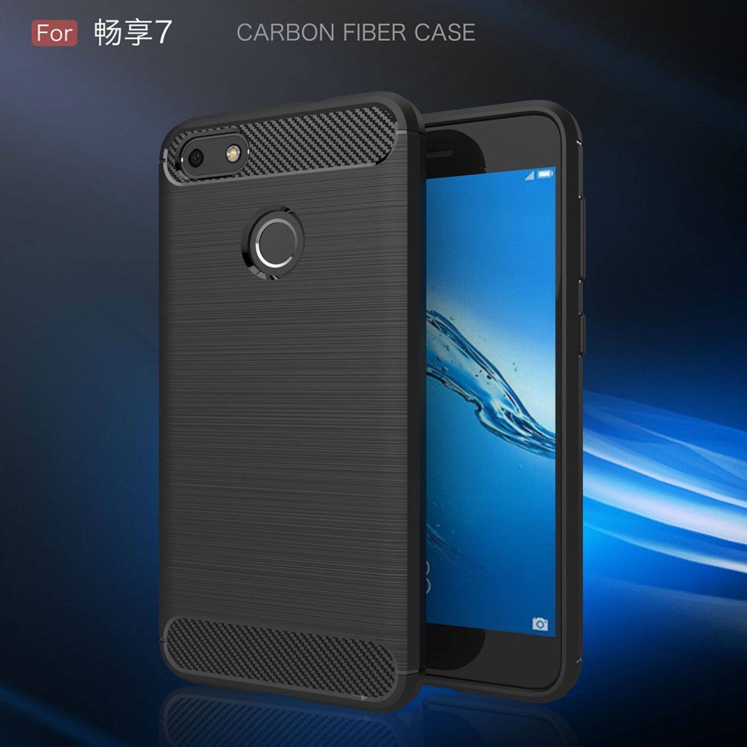 Huawei Y6 (2017) Handyhülle Carbon Optik Backcover Schwarz