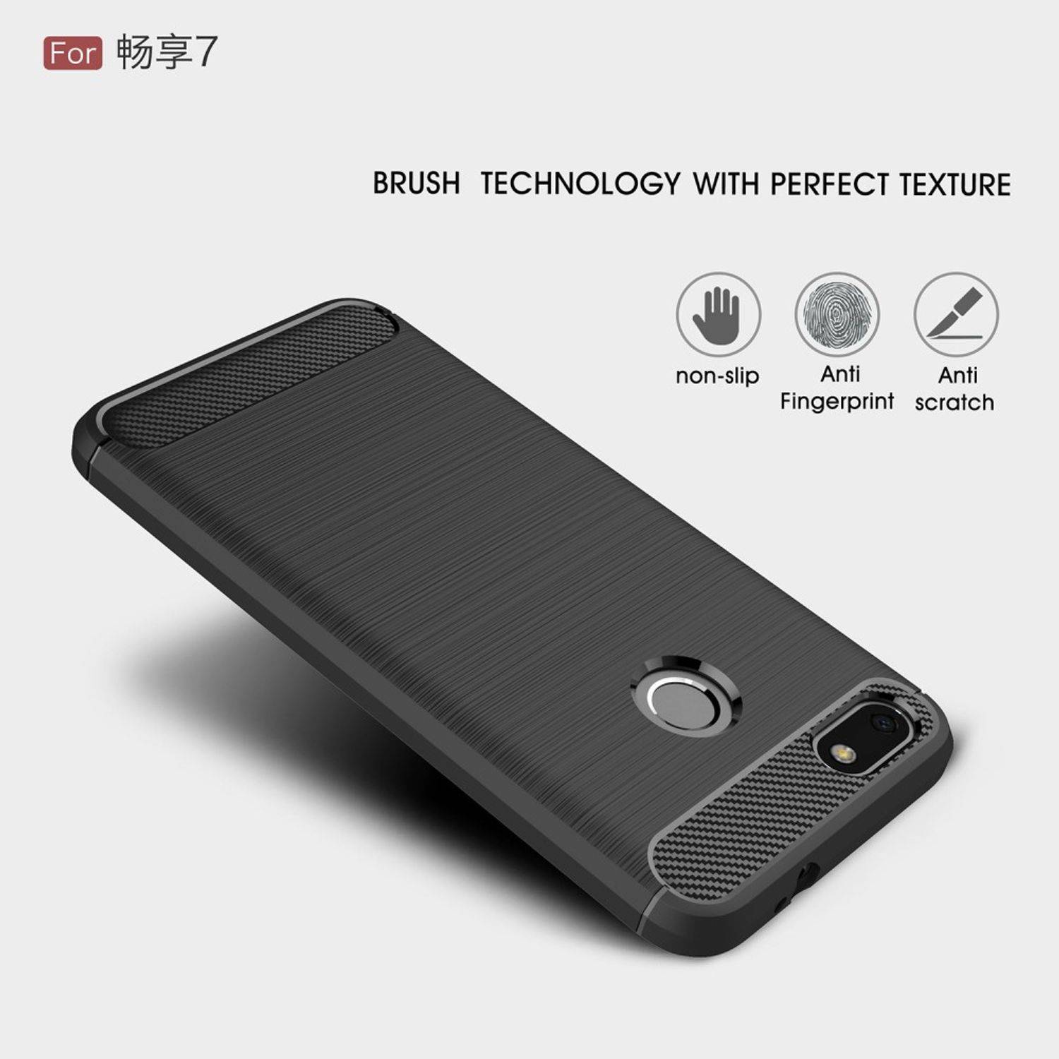 Huawei Y6 (2017) Handyhülle Carbon Optik Backcover Schwarz