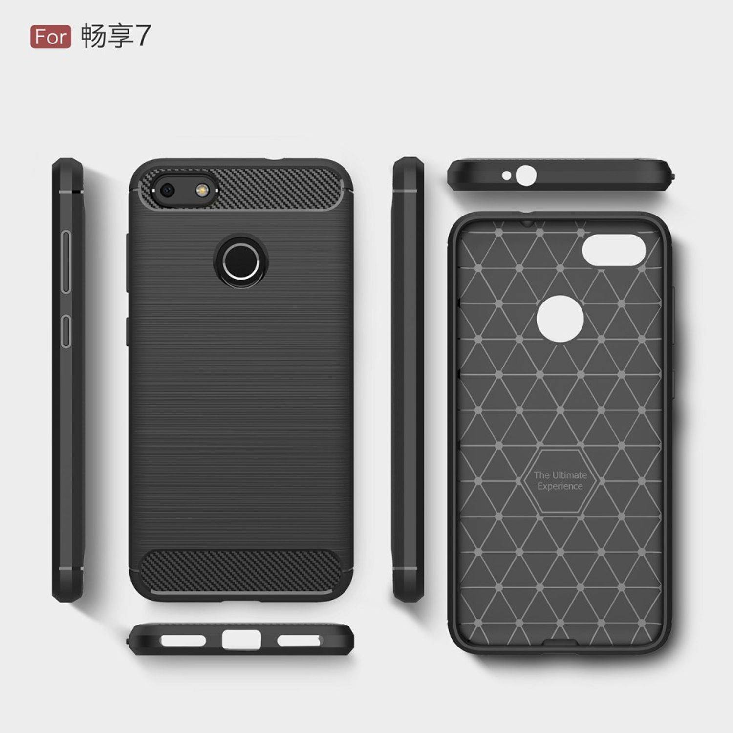 Huawei Y6 (2017) Handyhülle Carbon Optik Backcover Schwarz