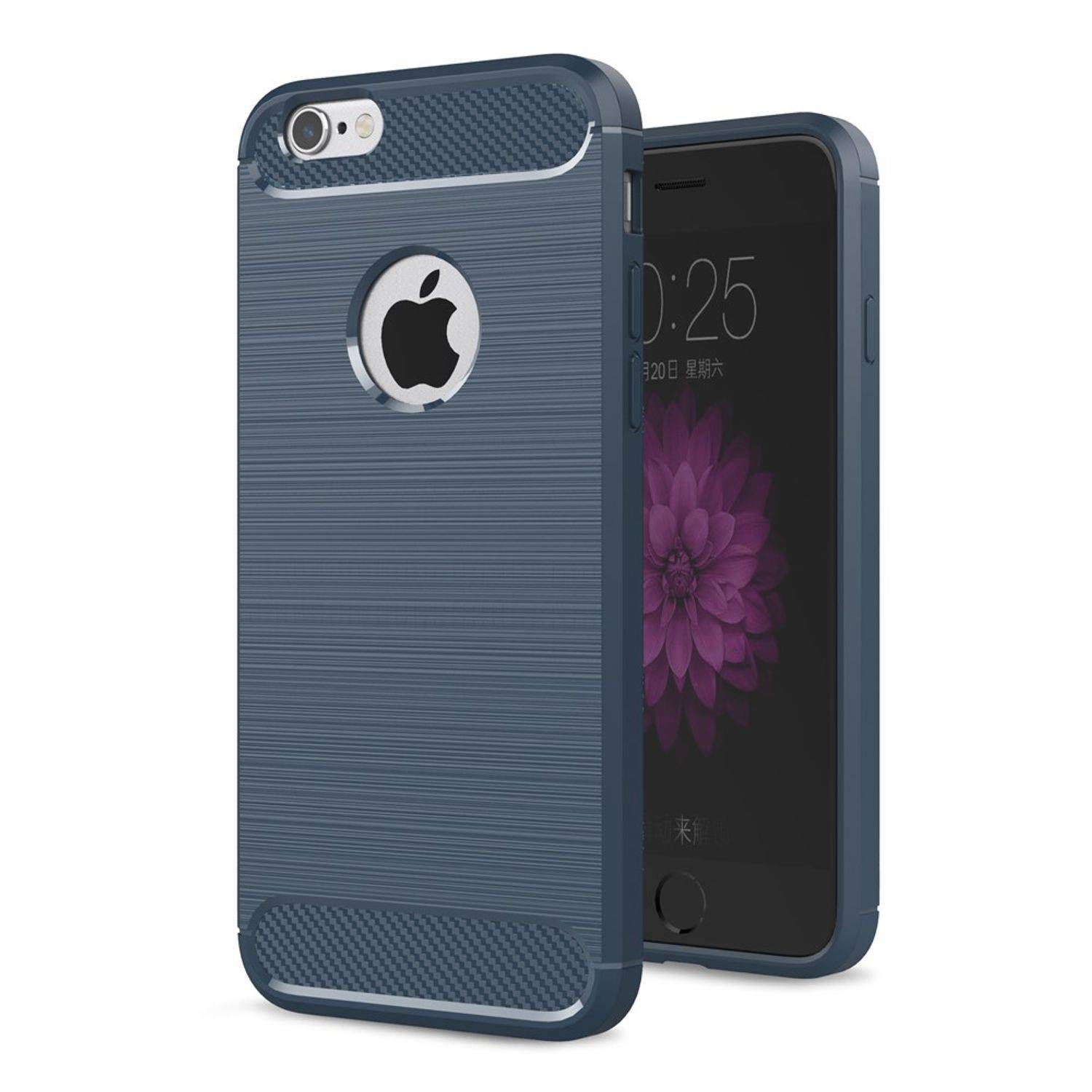 Apple iPhone 6 / 6s Handyhülle Carbon Optik Backcover Blau