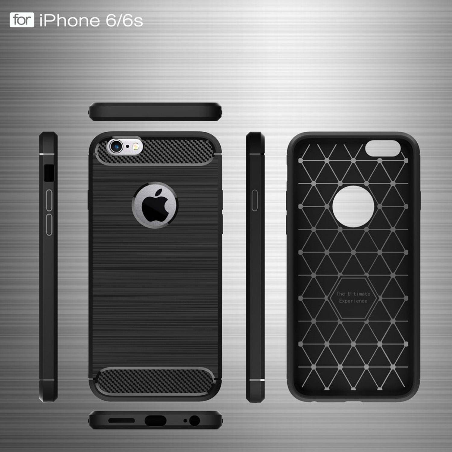 Apple iPhone 6 / 6s Handyhülle Carbon Optik Backcover Blau