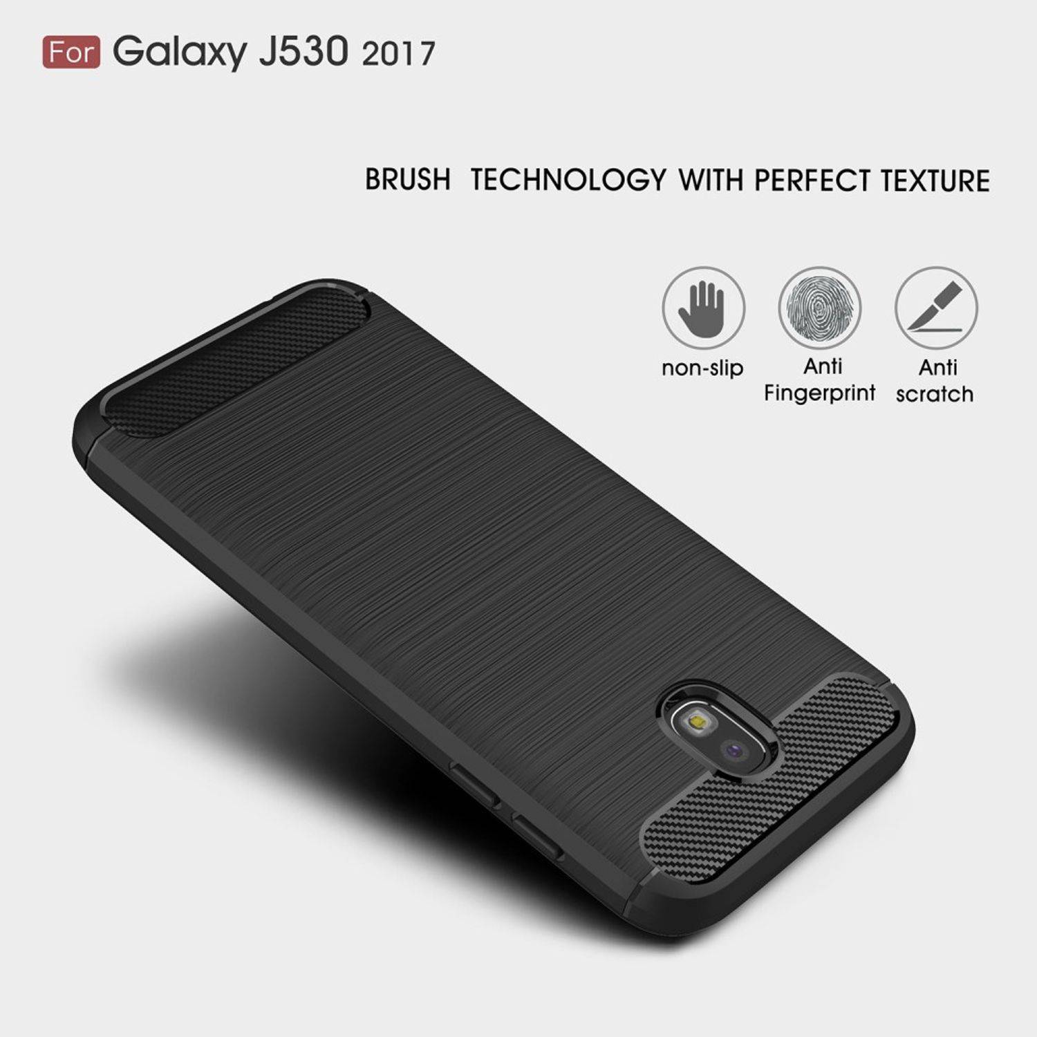 Samsung Galaxy J5 (2017) Handyhülle Carbon Optik Backcover Schwarz