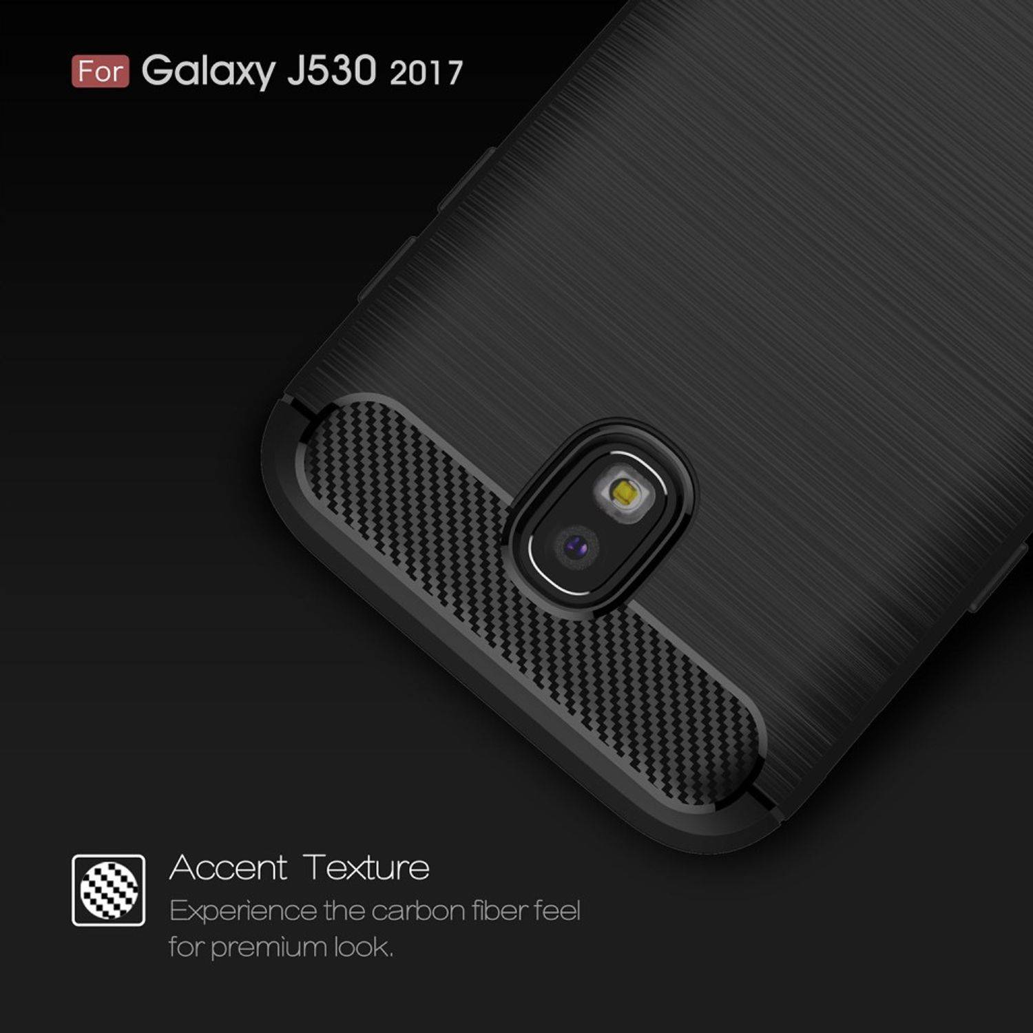Samsung Galaxy J5 (2017) Handyhülle Carbon Optik Backcover Schwarz