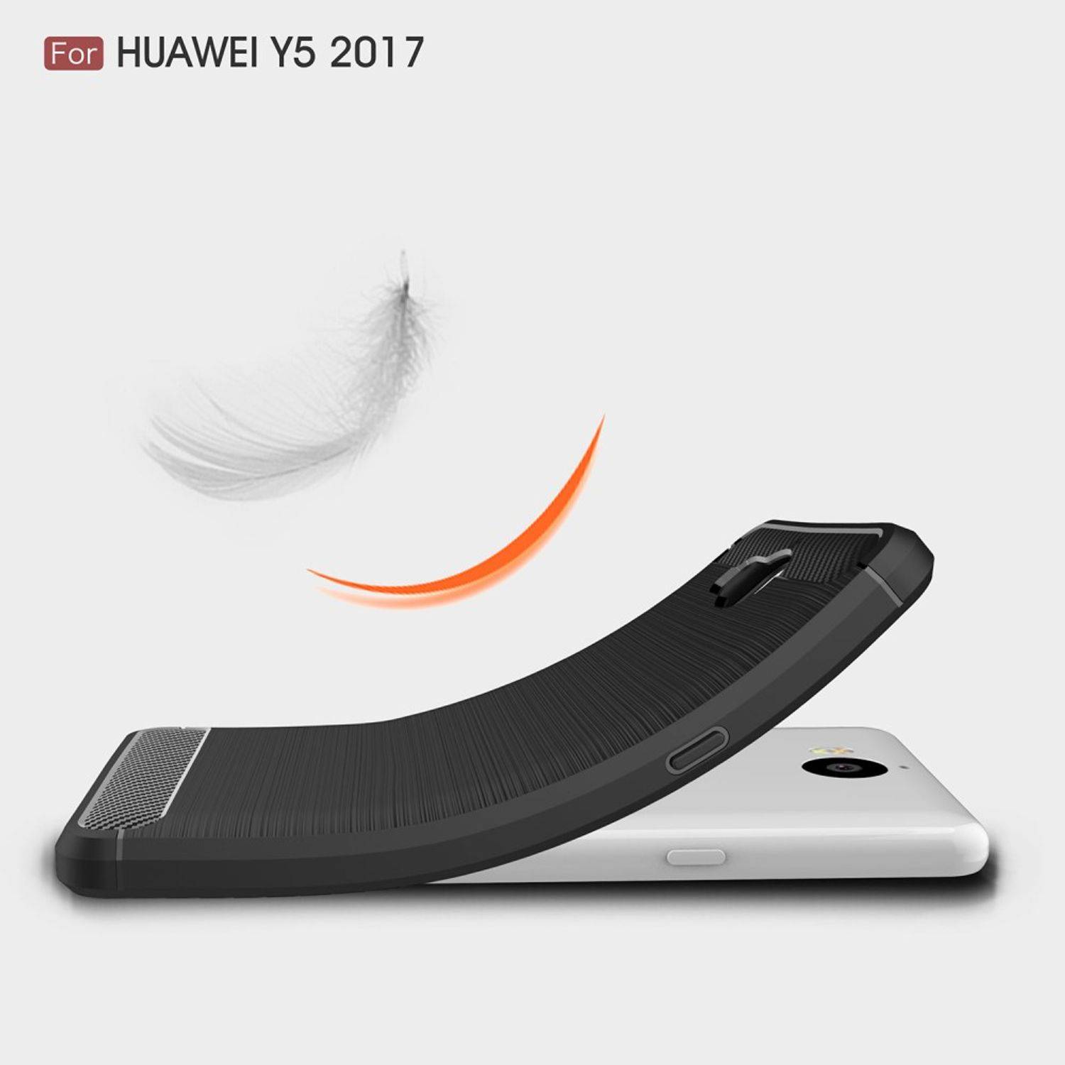Huawei Y5 (2017) Handyhülle Carbon Optik Backcover Grau