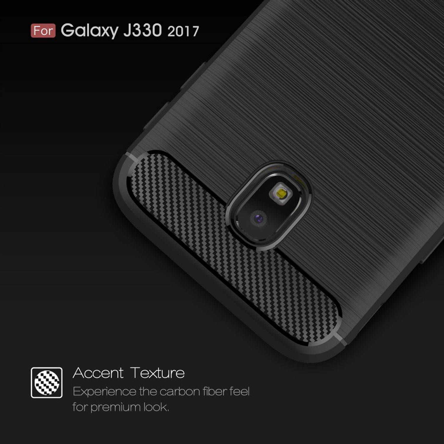 Samsung Galaxy J3 (2017) Handyhülle Carbon Optik Backcover Grau