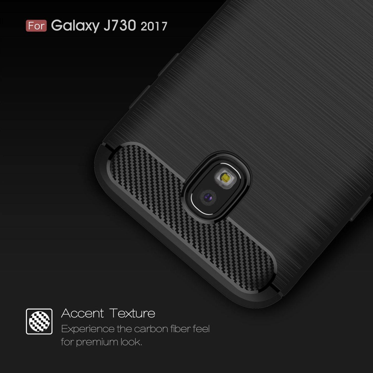 Samsung Galaxy J7 (2017) Handyhülle Carbon Optik Backcover Schwarz