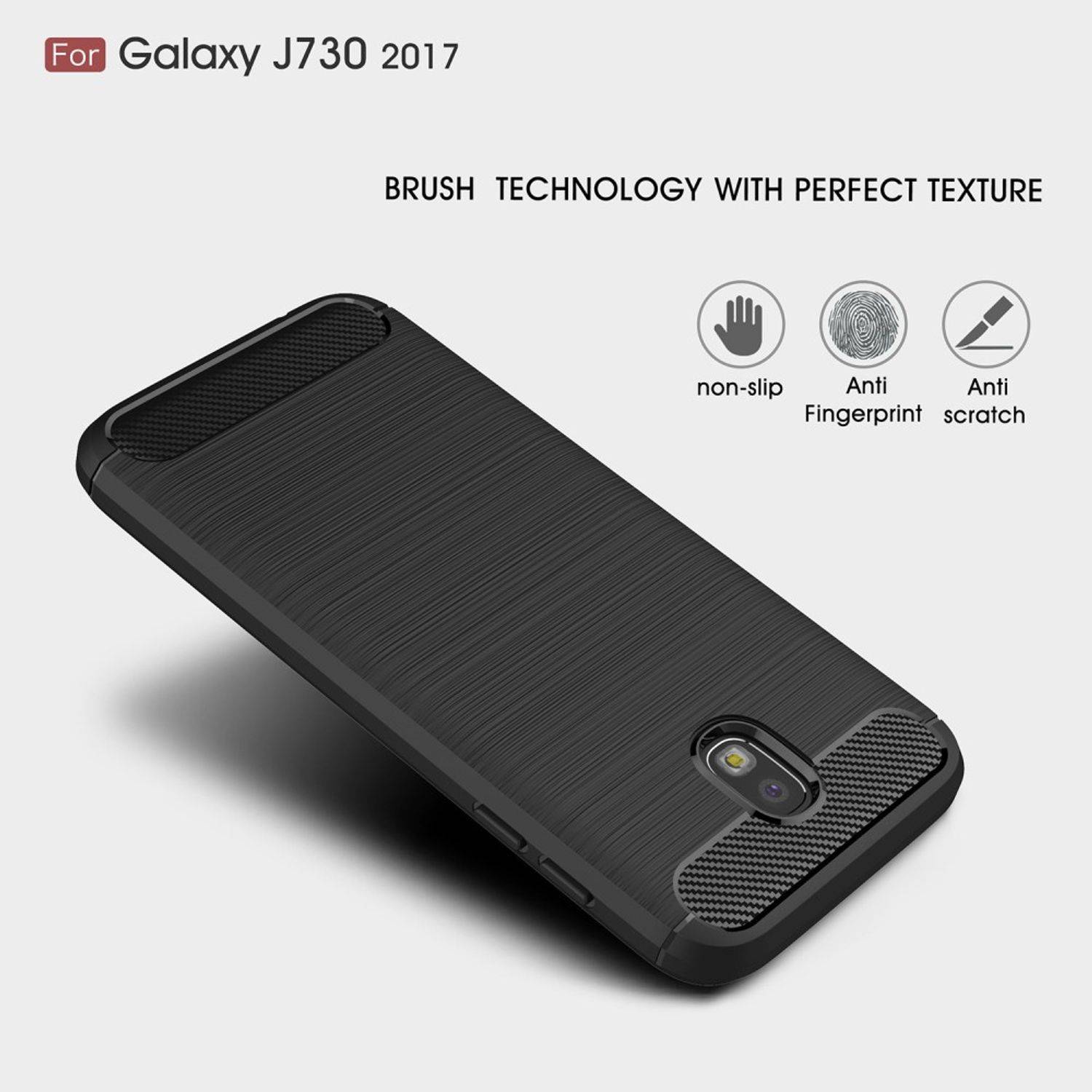 Samsung Galaxy J7 (2017) Handyhülle Carbon Optik Backcover Schwarz