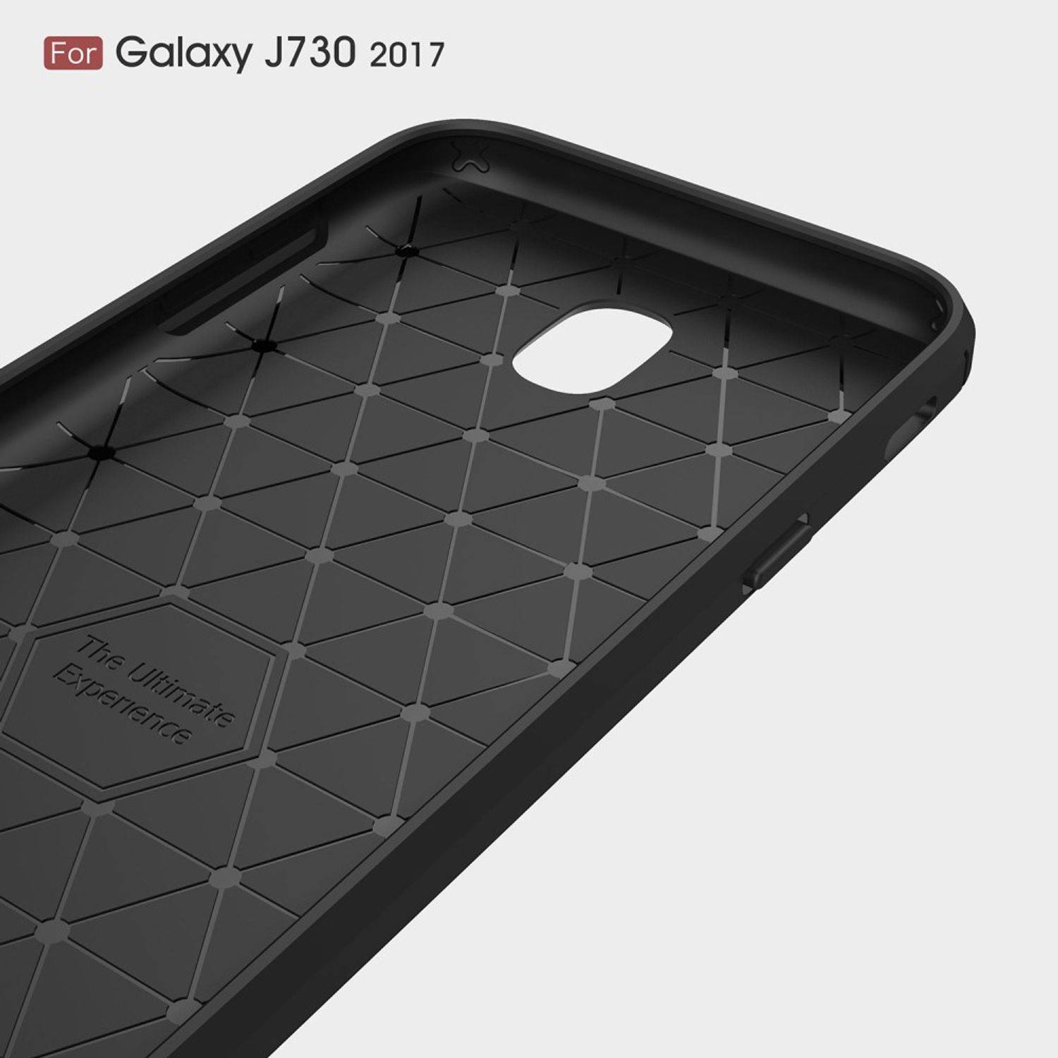 Samsung Galaxy J7 (2017) Handyhülle Carbon Optik Backcover Schwarz