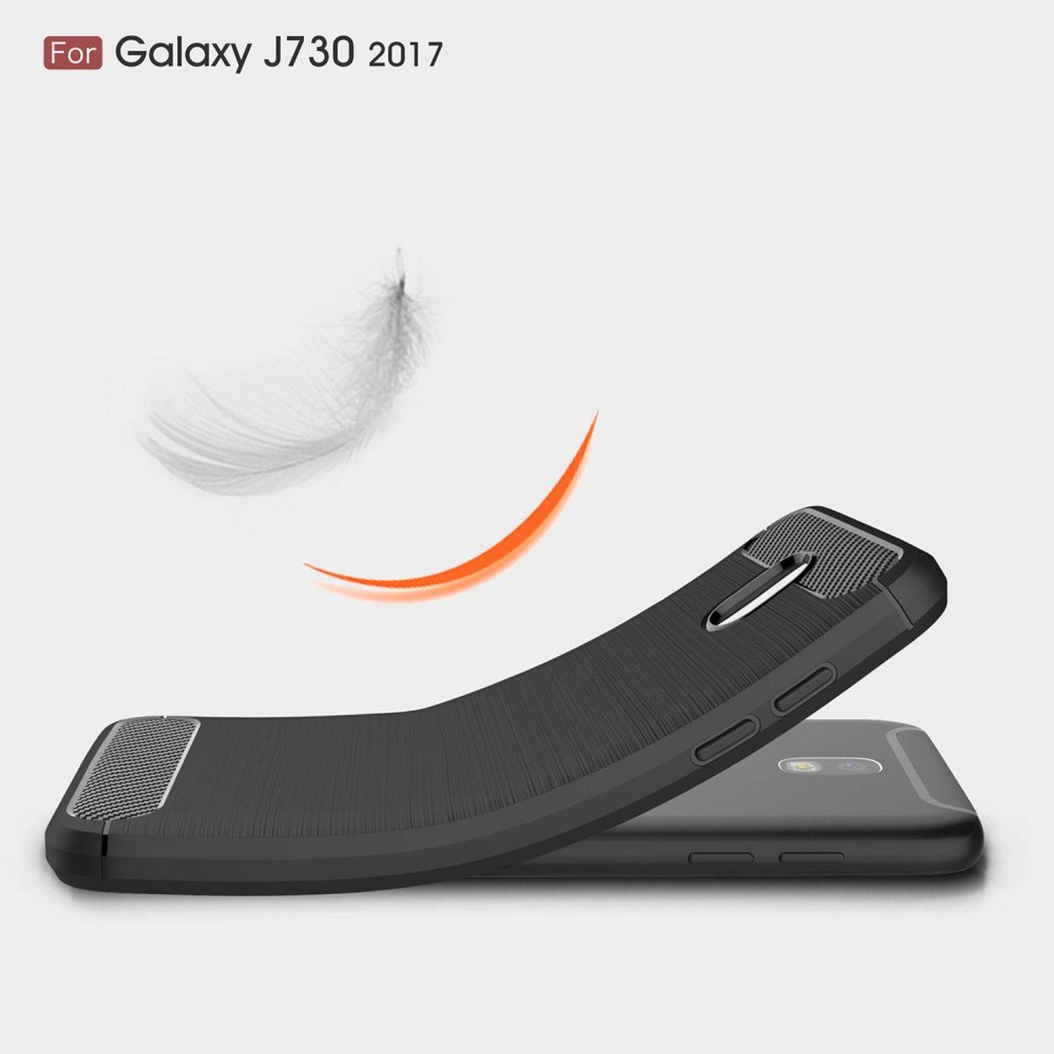 Samsung Galaxy J7 (2017) Handyhülle Carbon Optik Backcover Schwarz