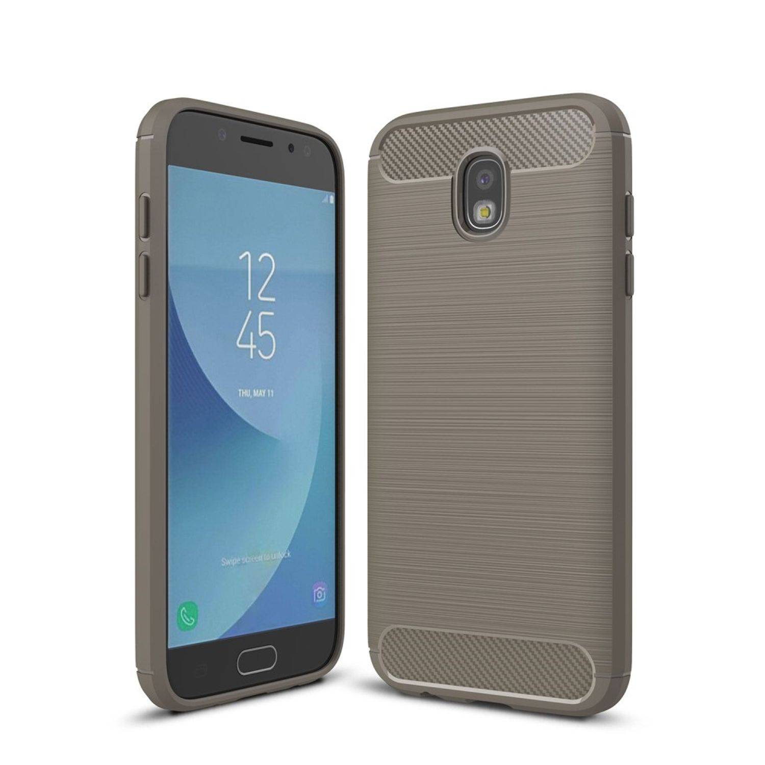 Samsung Galaxy J7 (2017) Handyhülle Carbon Optik Backcover Grau