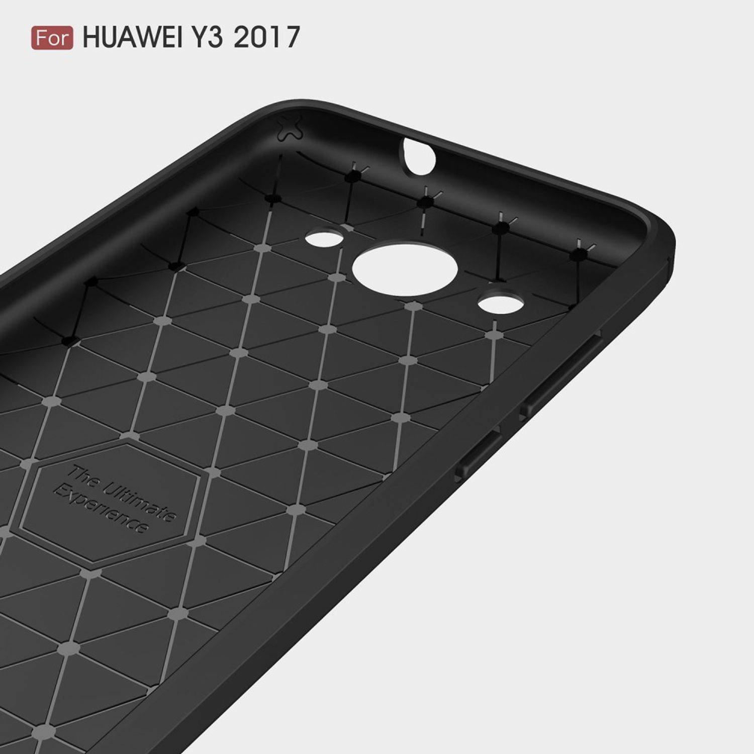 Huawei Y3 (2017) Handyhülle Carbon Optik Backcover Schwarz