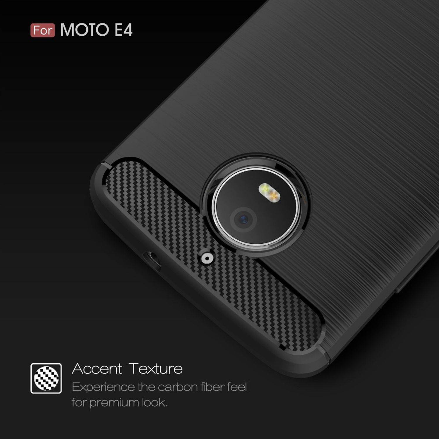 Motorola Moto E4 Handyhülle Carbon Optik Backcover Grau